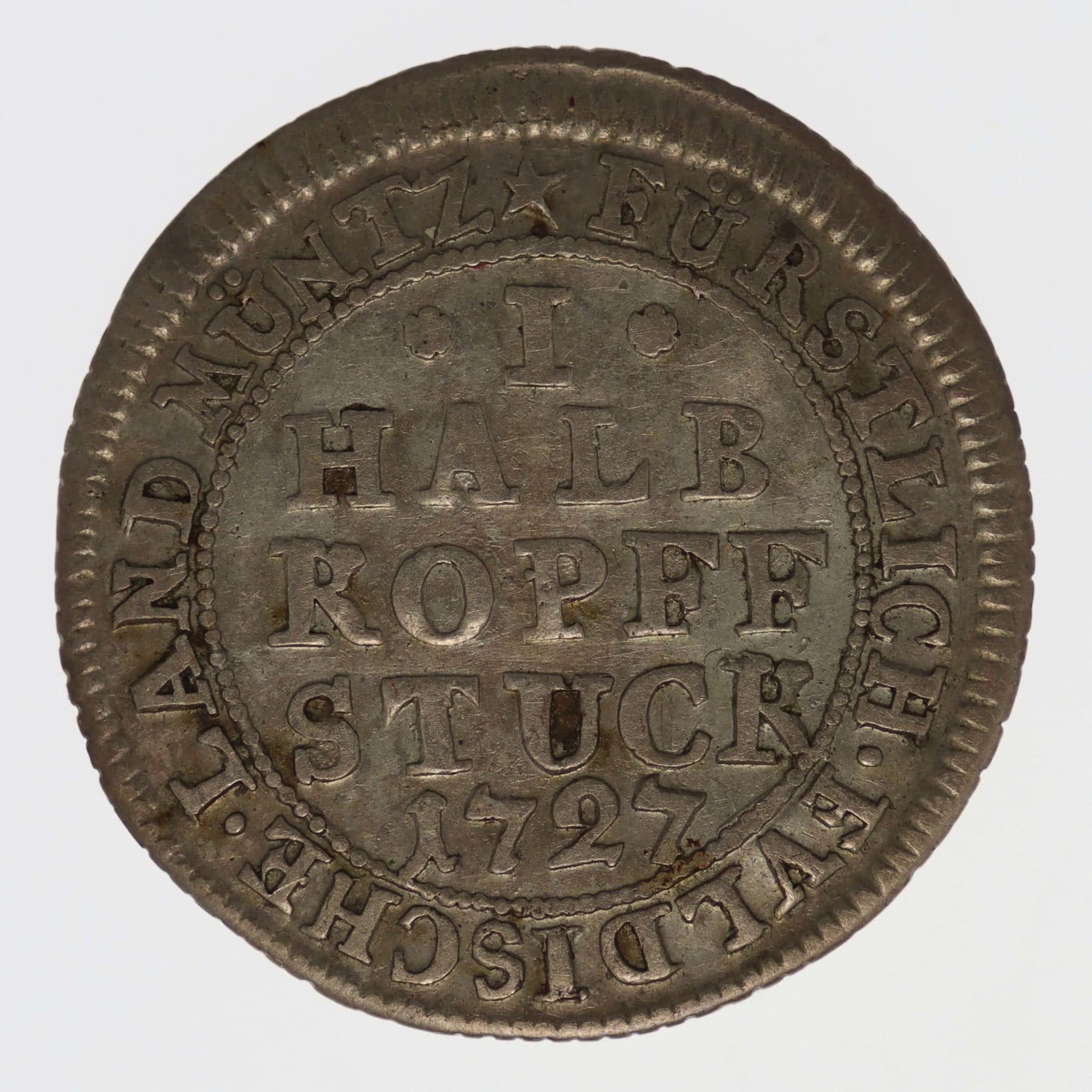 Fulda Adolph von Dahlberg 1/2 Kopfstück 1727