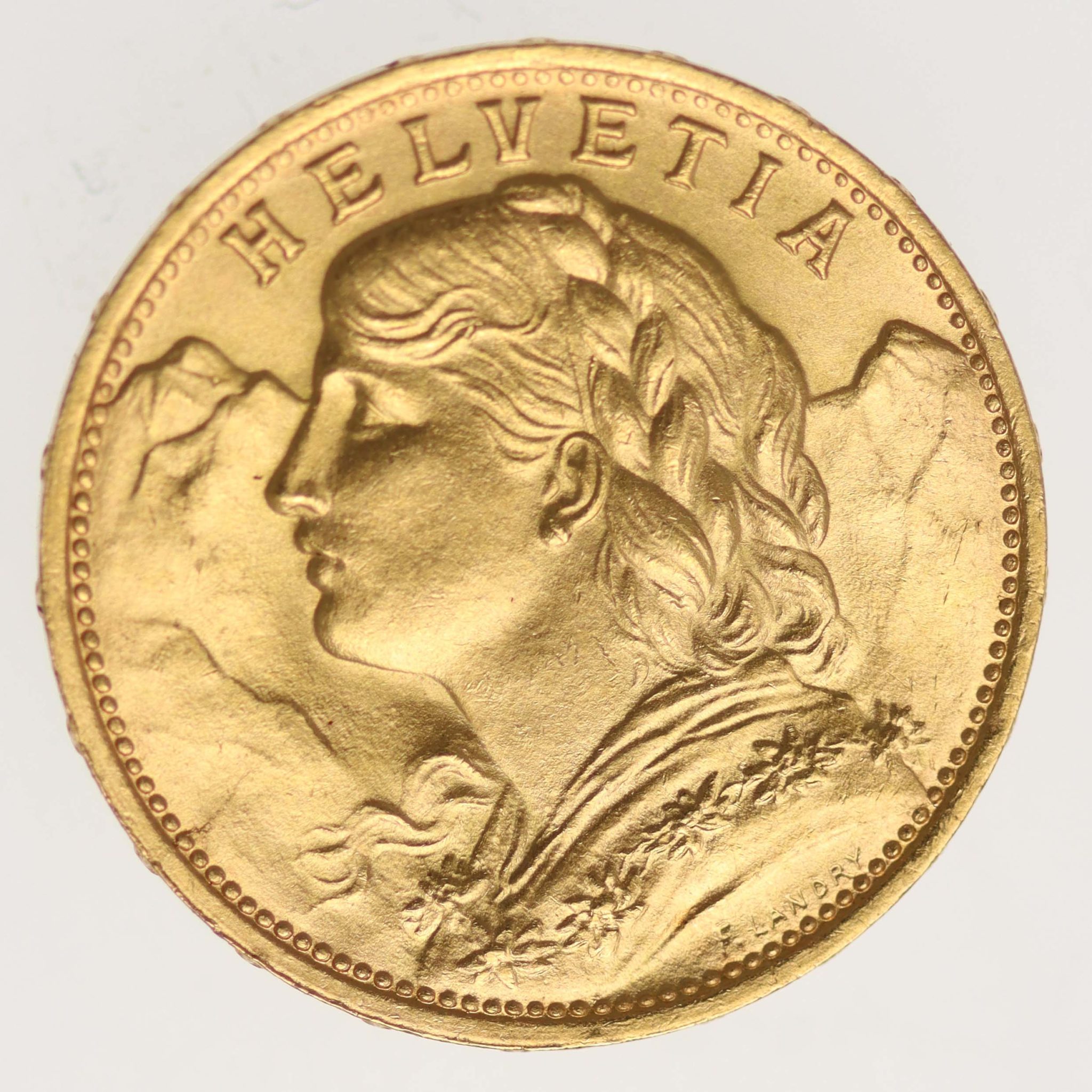 Schweiz 20 Franken 1922 B Vreneli