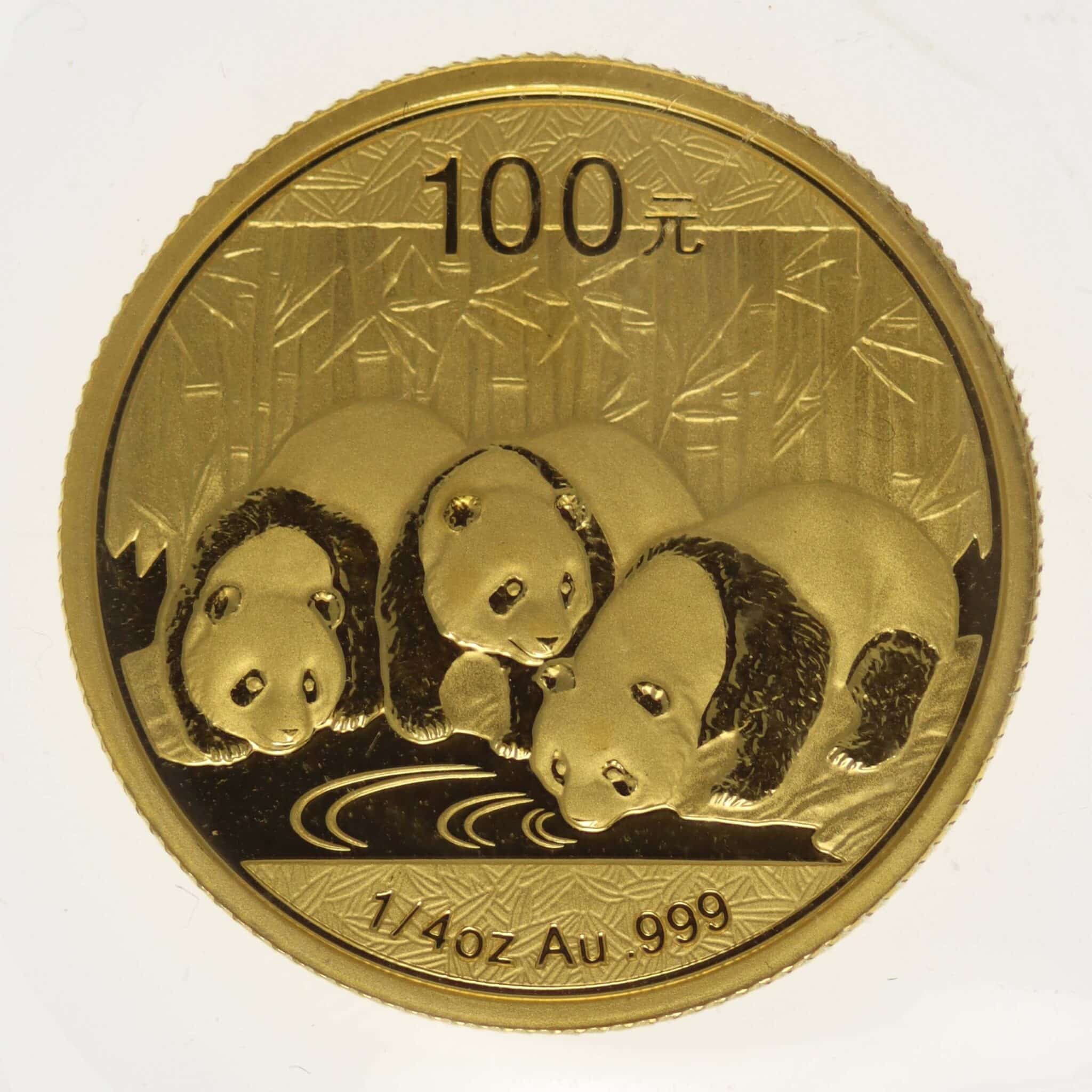 China Panda 100 Yuan 2013 1/4 Unze