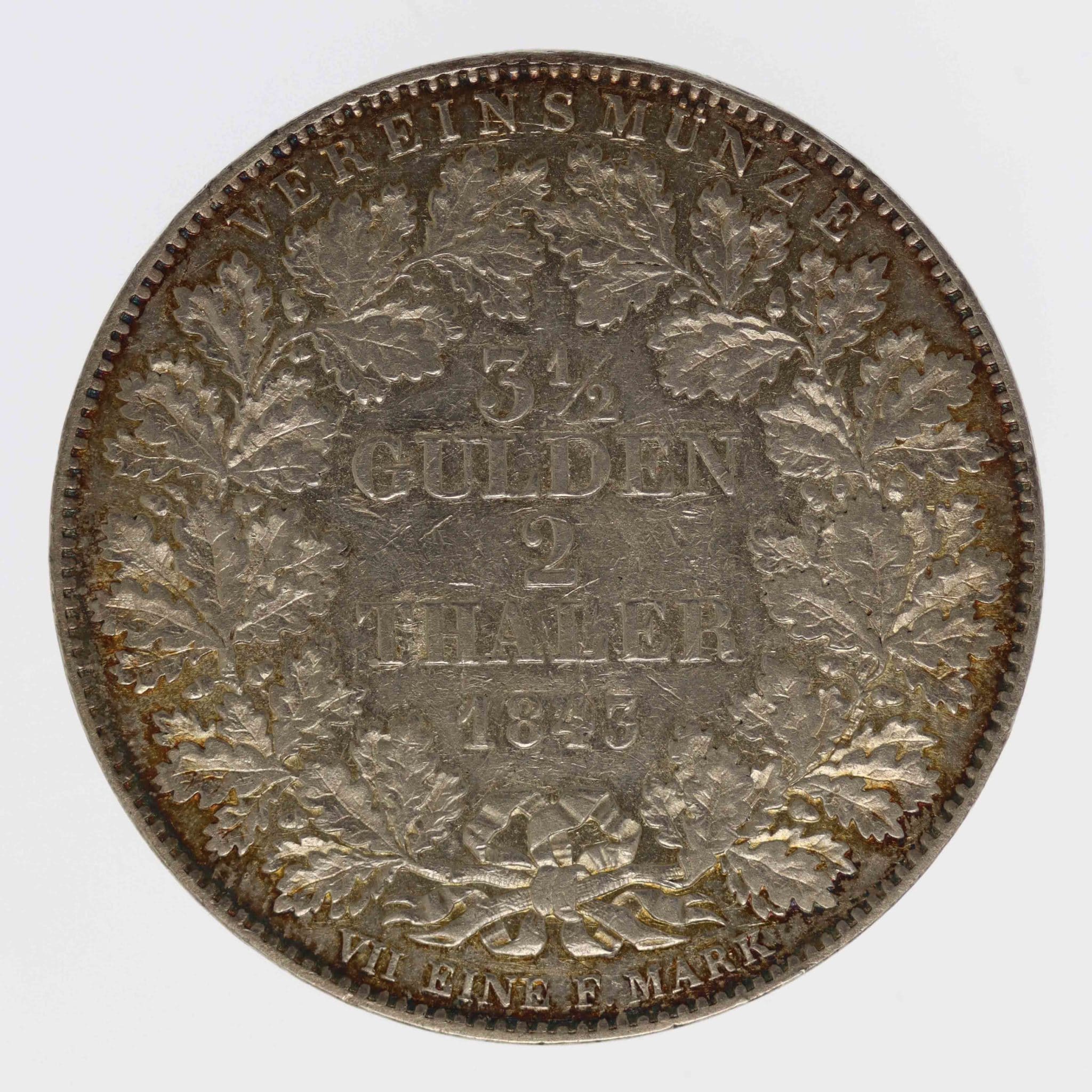 Württemberg Wilhelm 2 Taler 1843