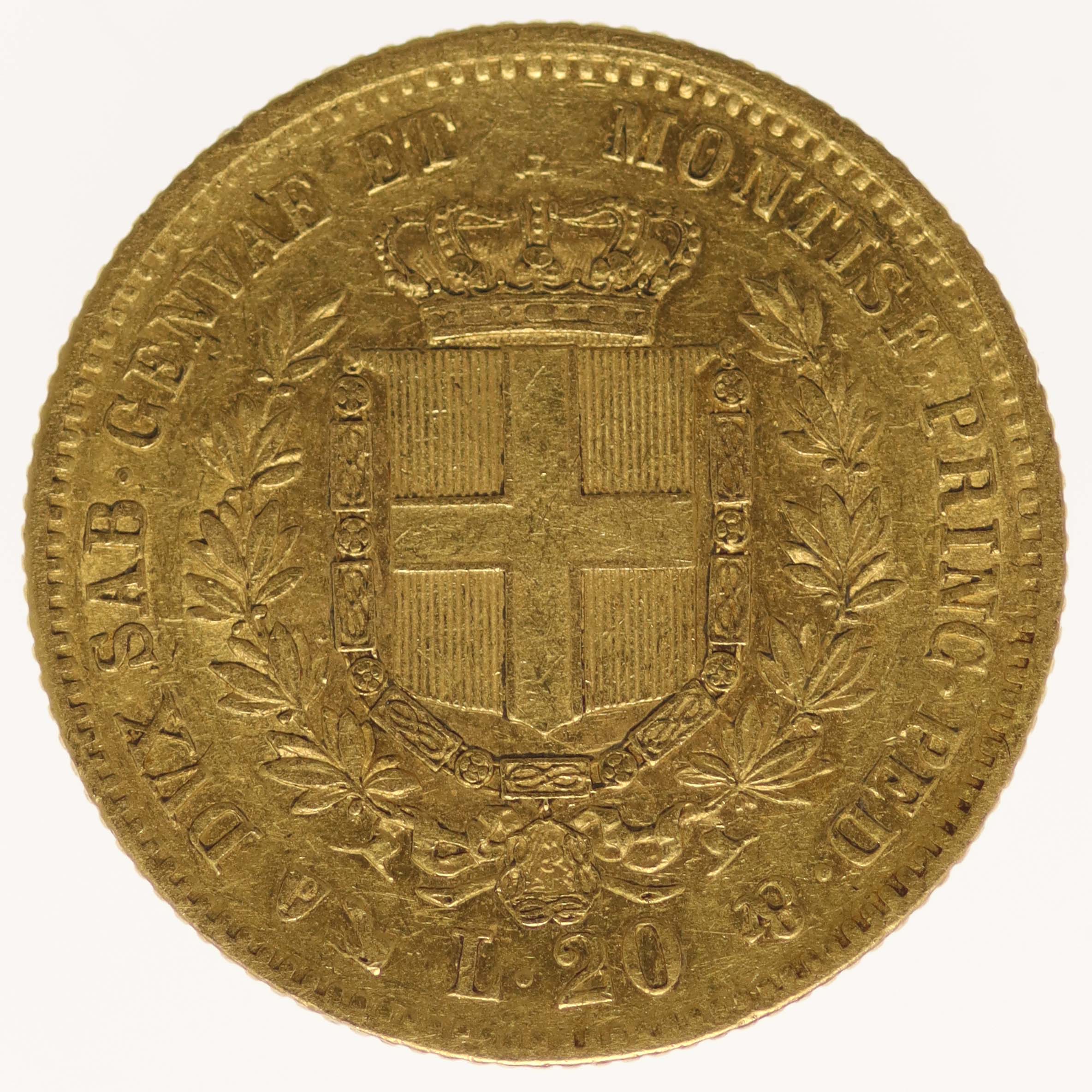 Italien Sardinien Vittorio Emanuele II. 20 Lire 1858