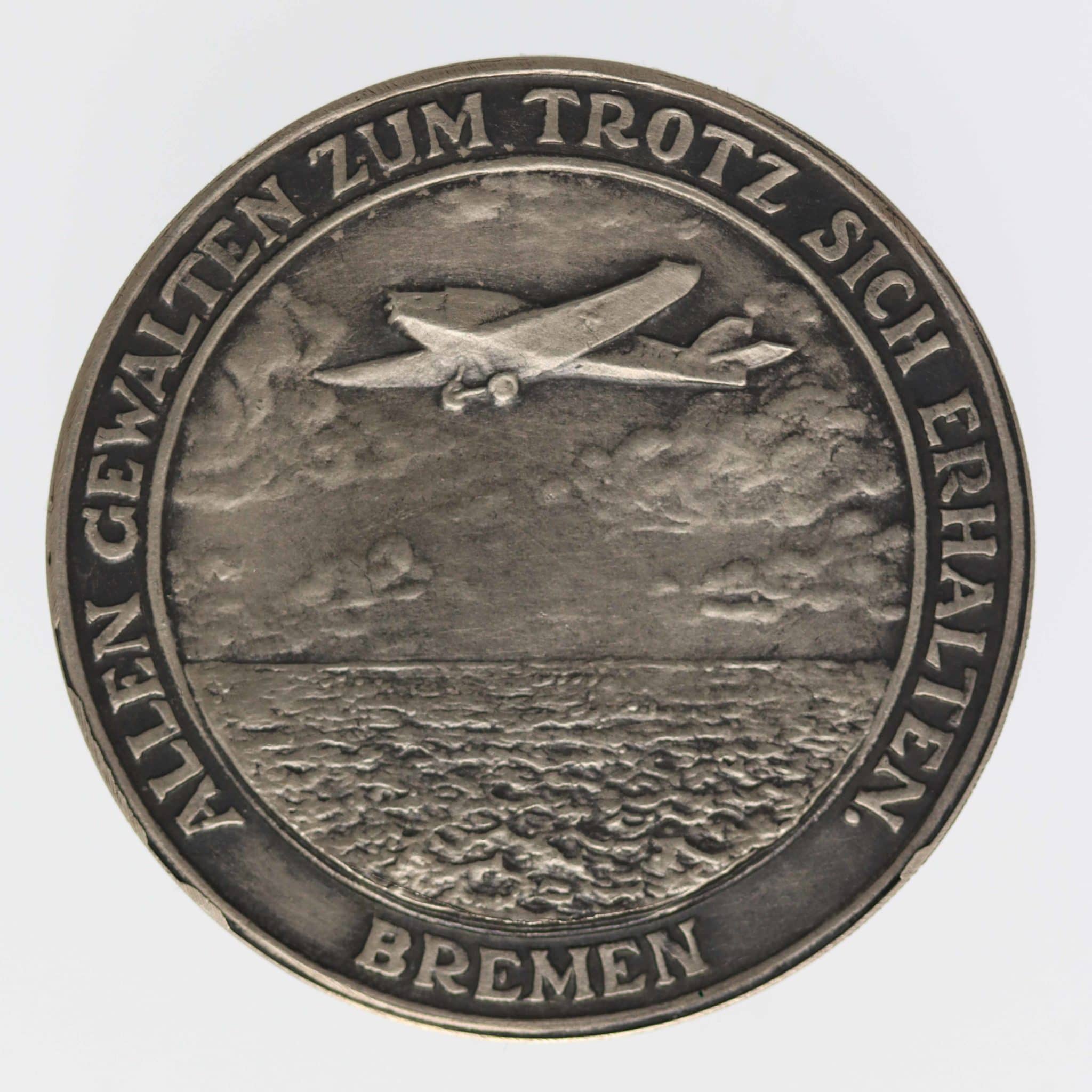 Weimarer Republik Silbermedaille 1928 Transatlantikflug