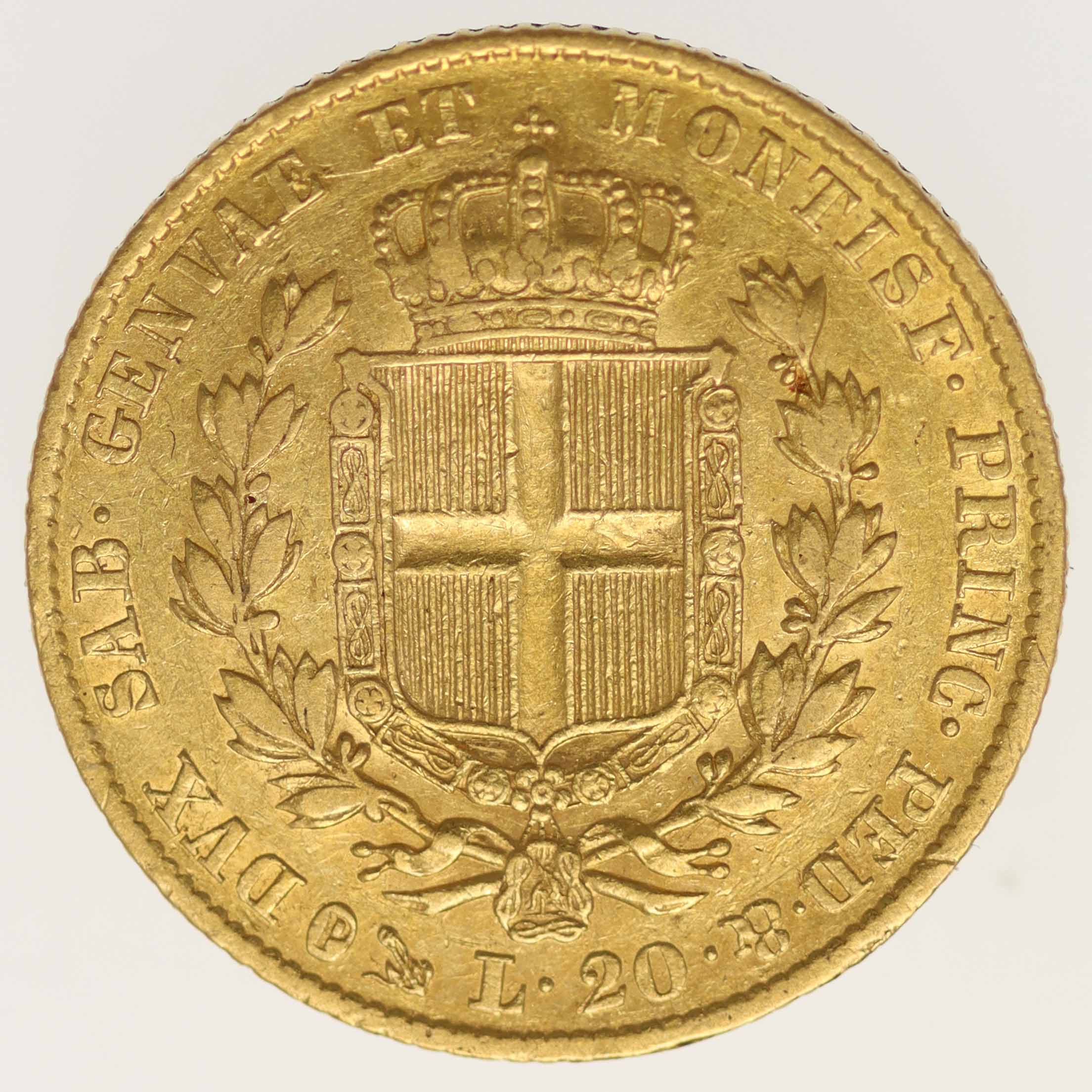 Italien Sardinien Karl Albert 20 Lire 1832