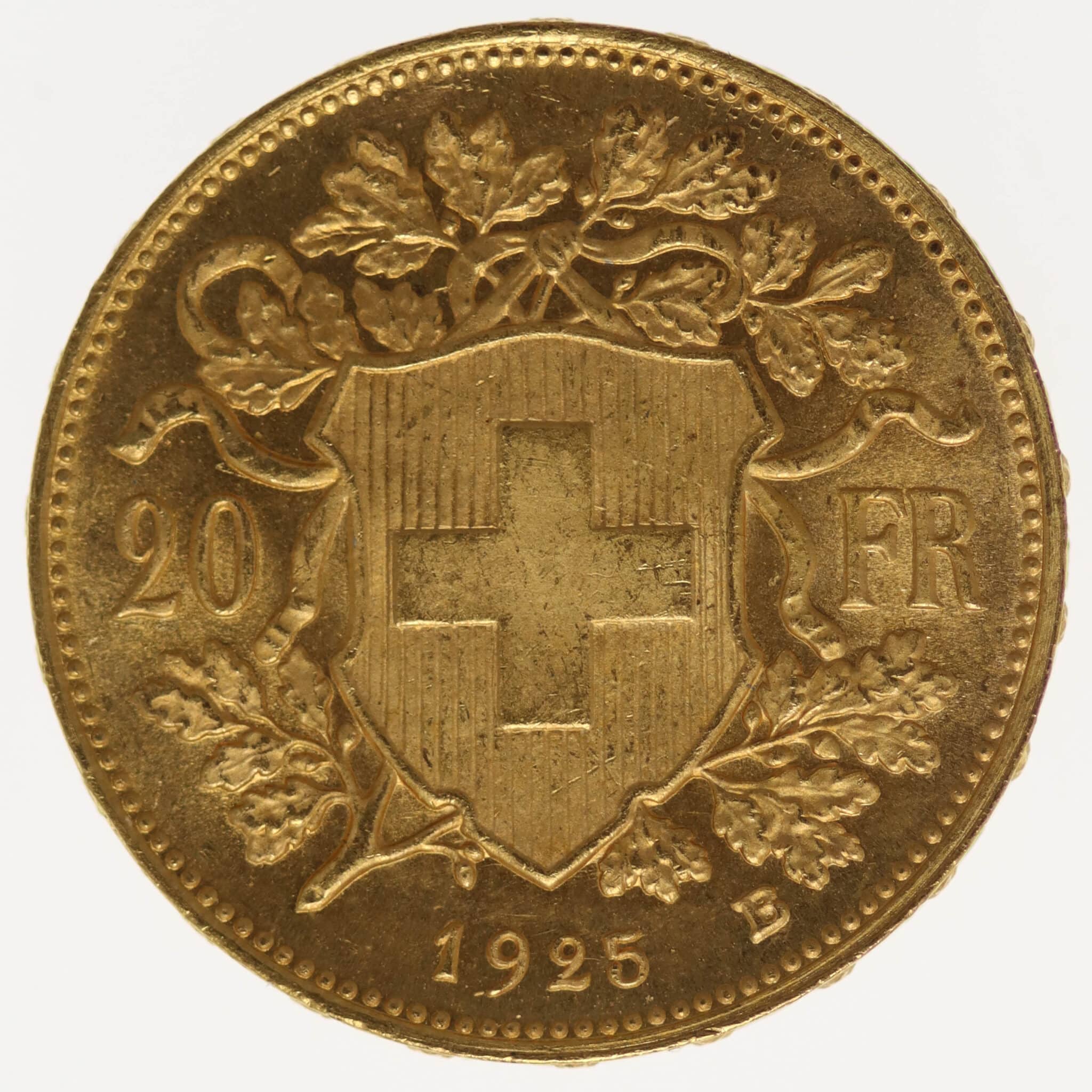 Schweiz 20 Franken 1925 B Vreneli