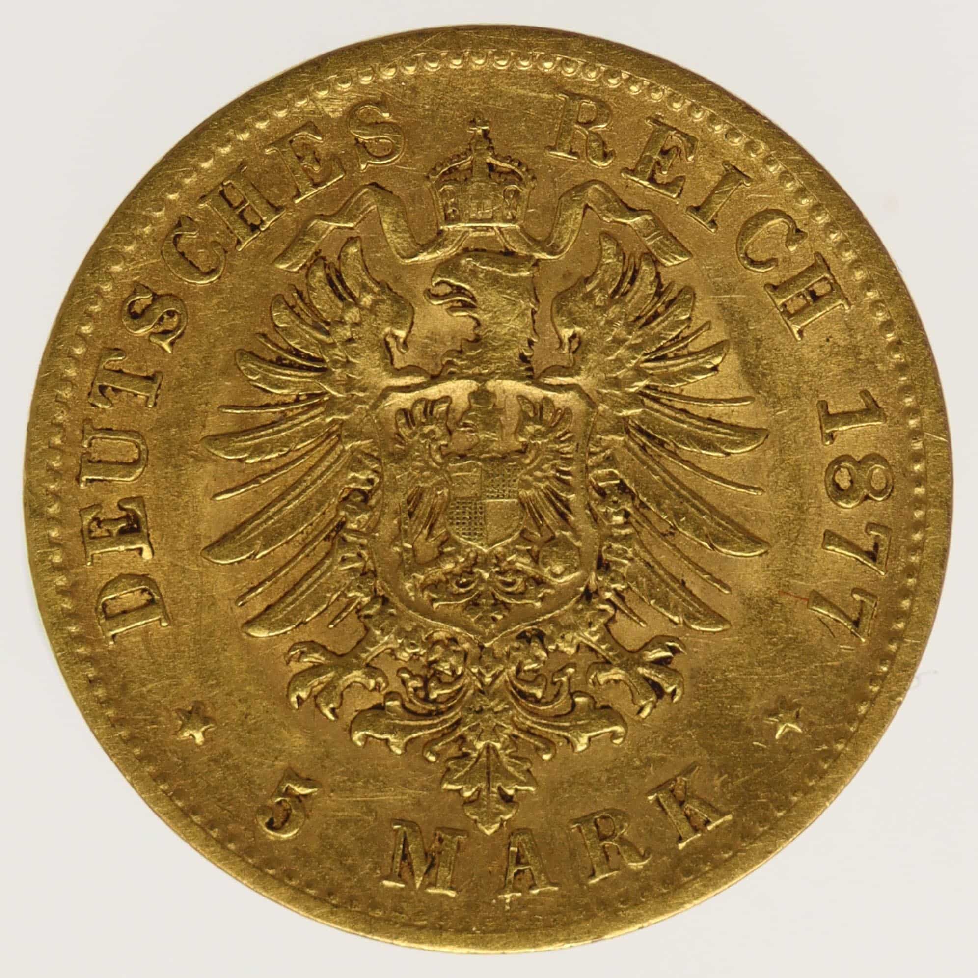 Sachsen Albert 5 Mark 1877