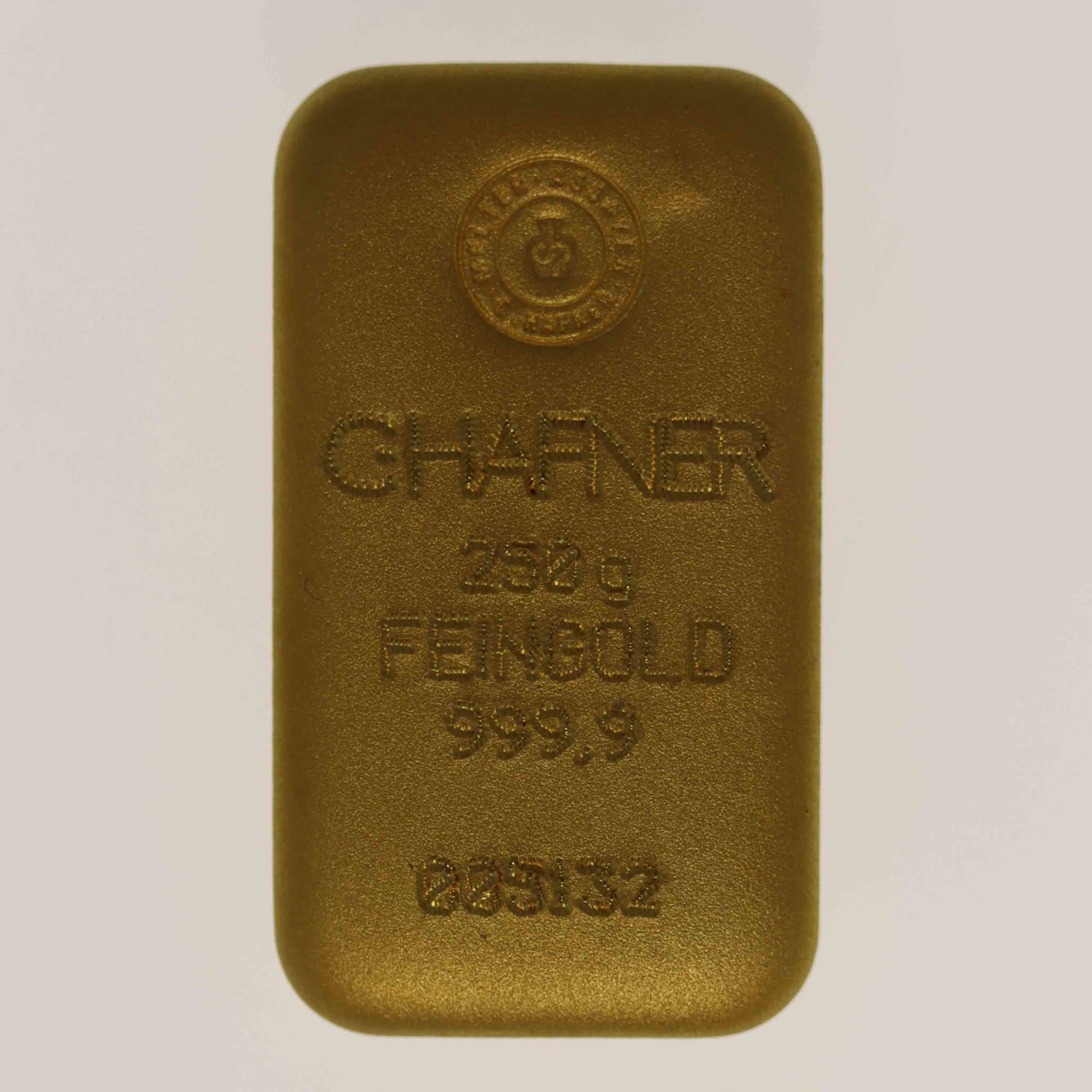 Goldbarren 250 Gramm C. Hafner