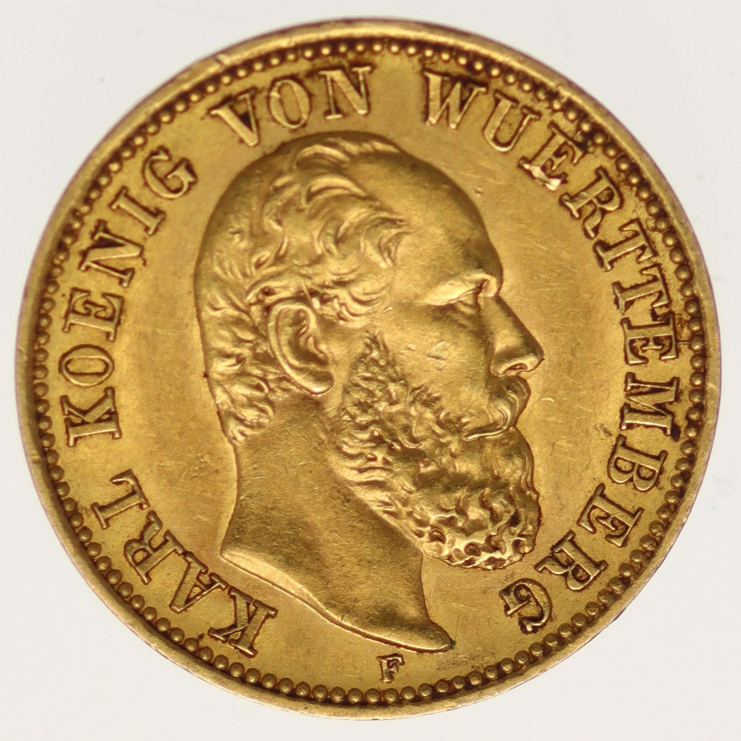 Württemberg Karl 5 Mark 1877 F