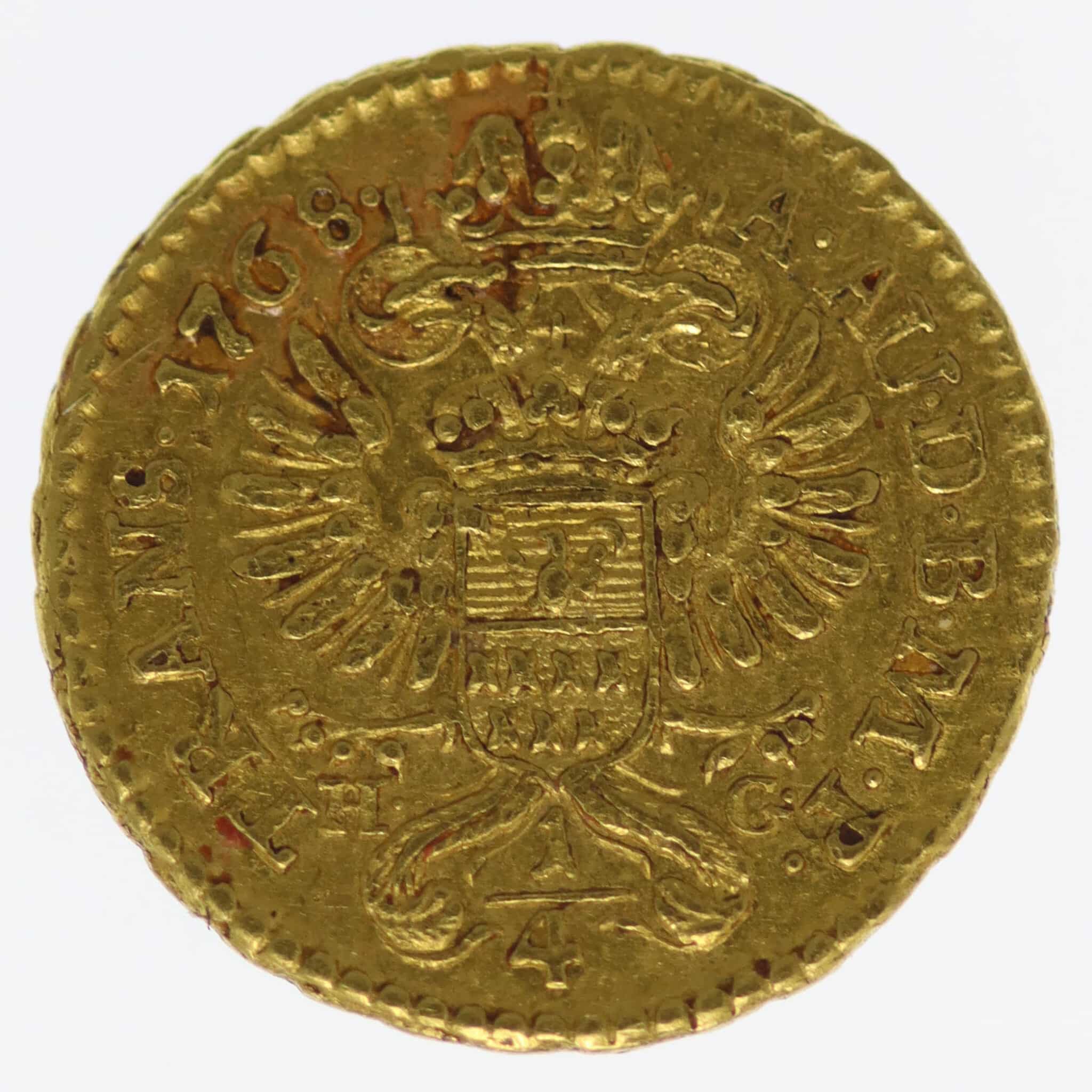 Habsburg RDR Maria Theresia 1/4 Dukat 1768 HG