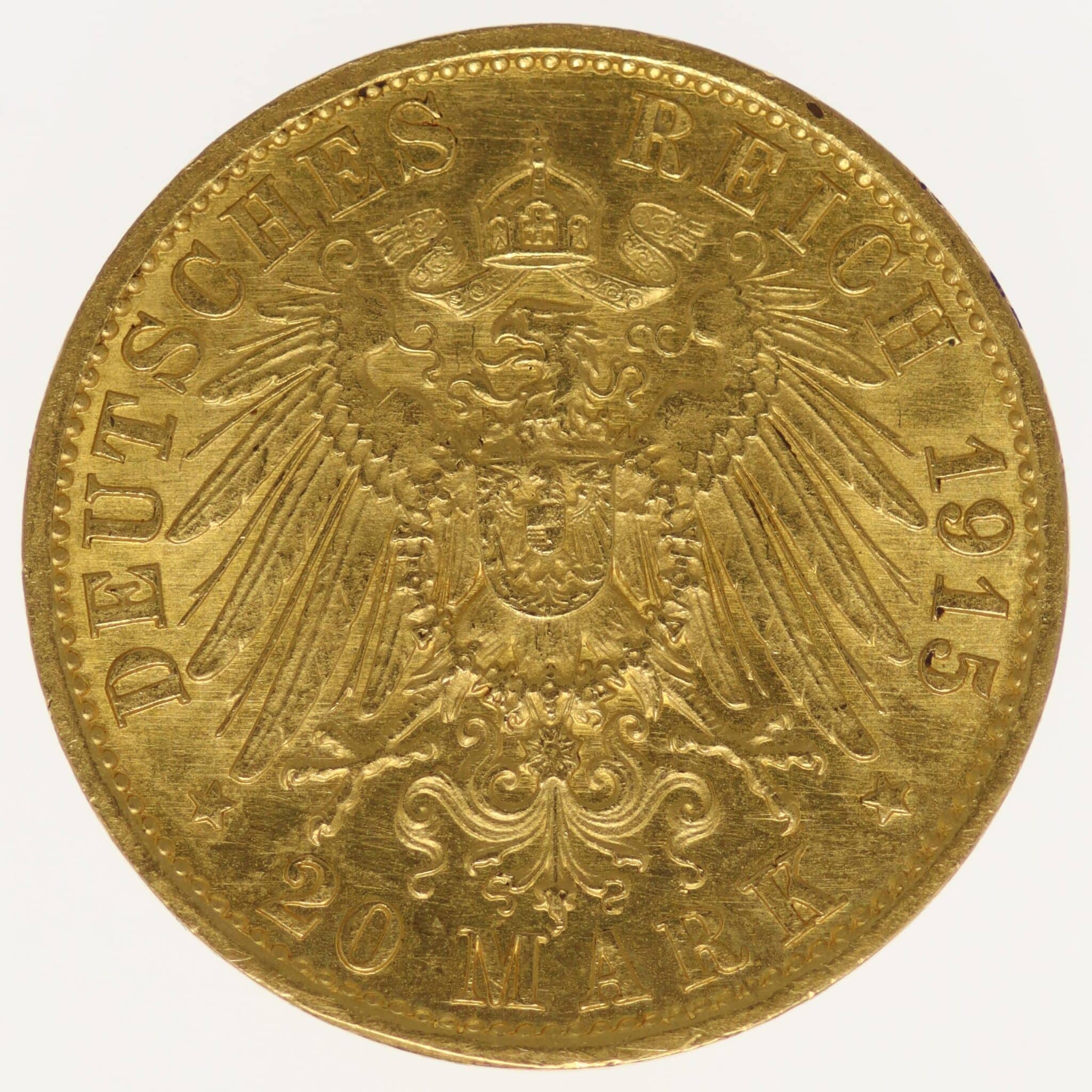 Preussen Wilhelm II. 20 Mark 1915 A