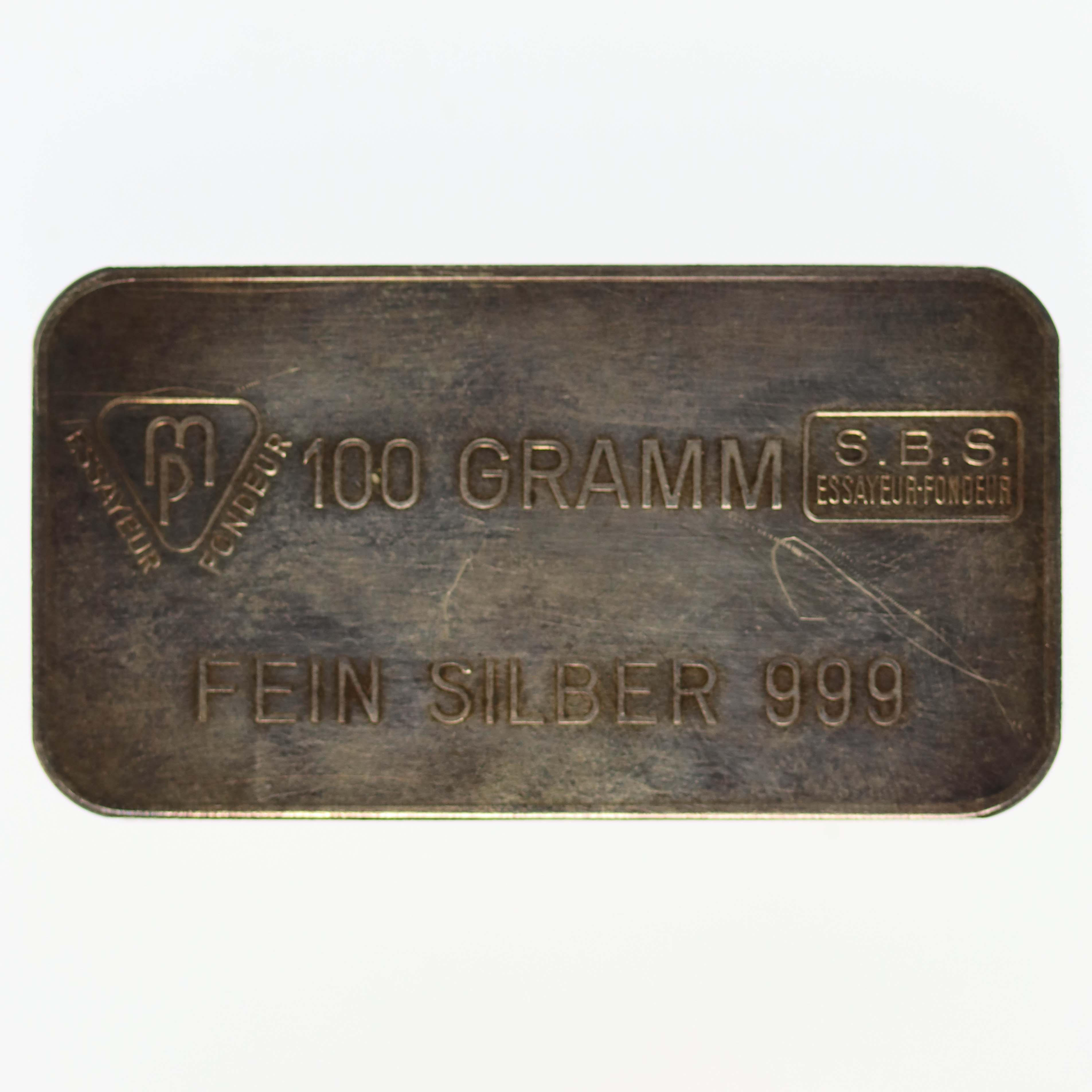 Silberbarren 100 Gramm Metalor für S.B.S.