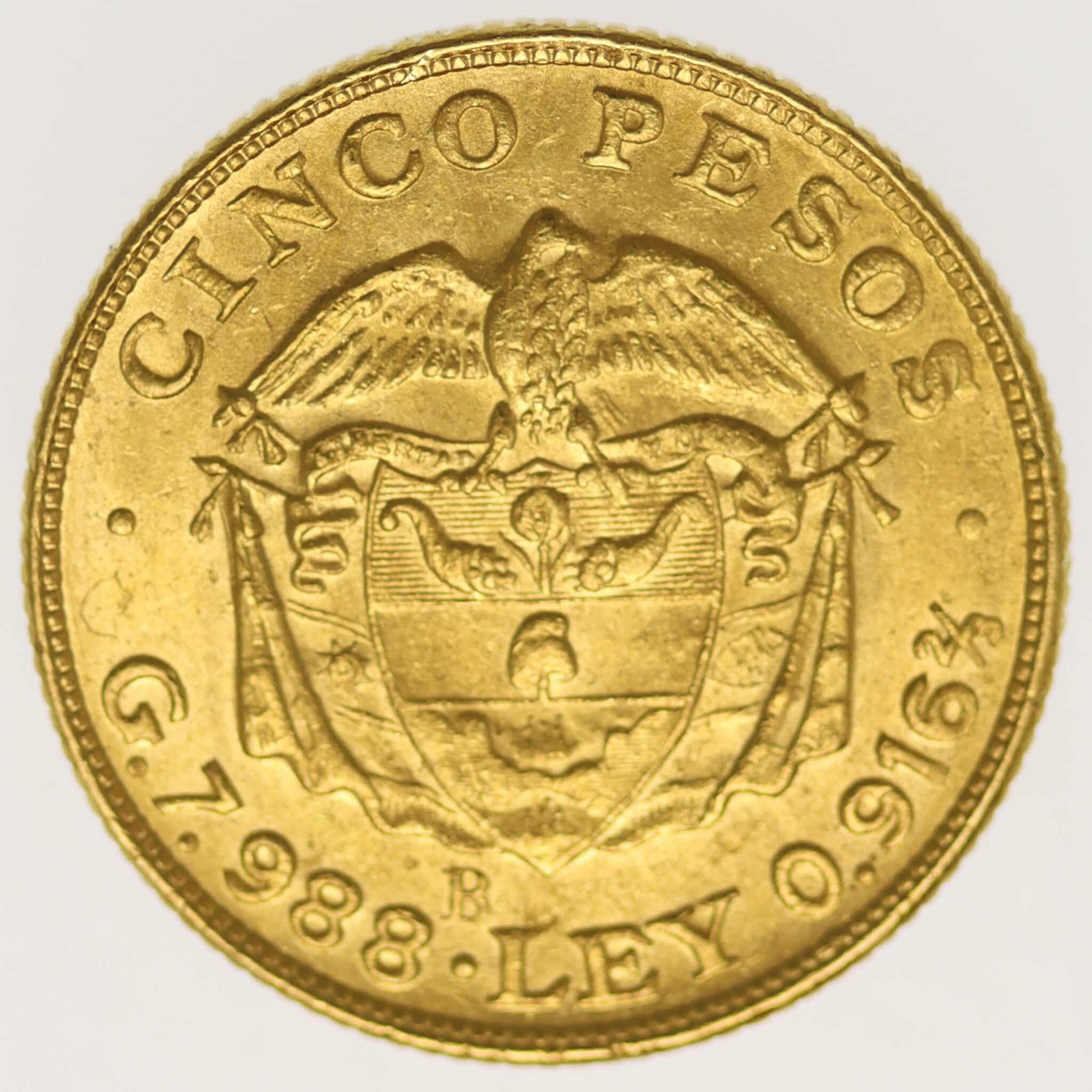 Kolumbien 5 Pesos 1924