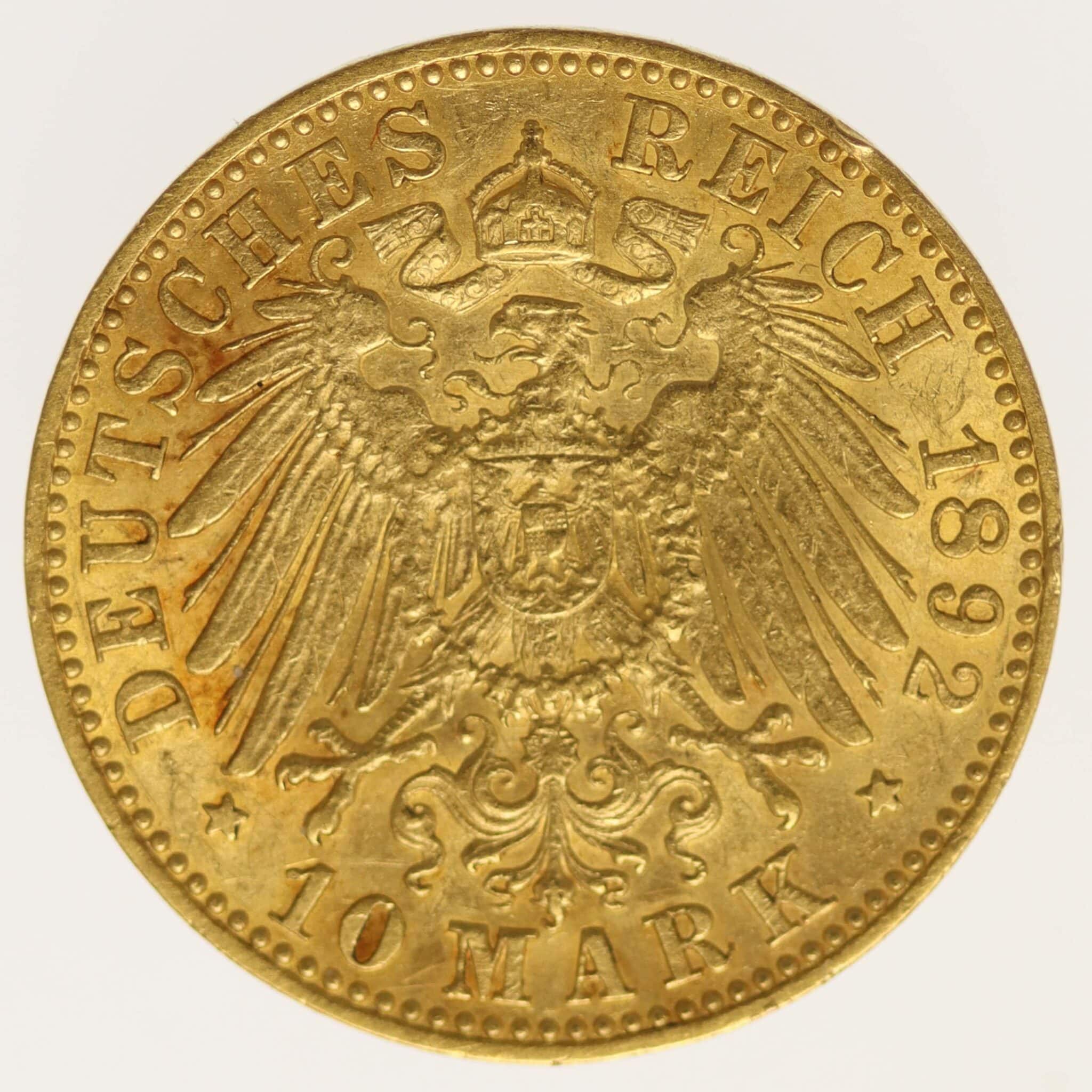 Preussen Wilhelm II. 10 Mark 1892 A