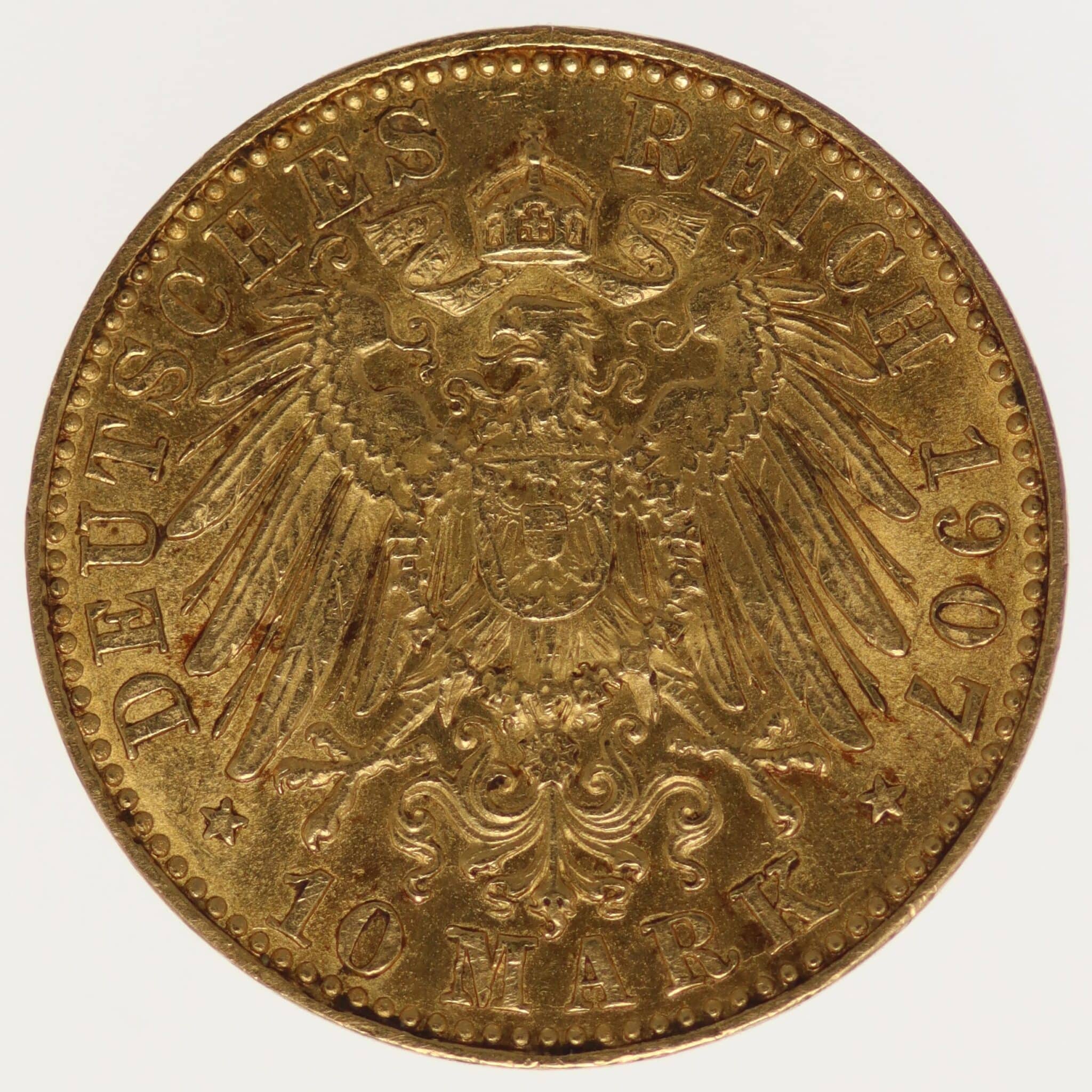 Sachsen Friedrich August 10 Mark 1907