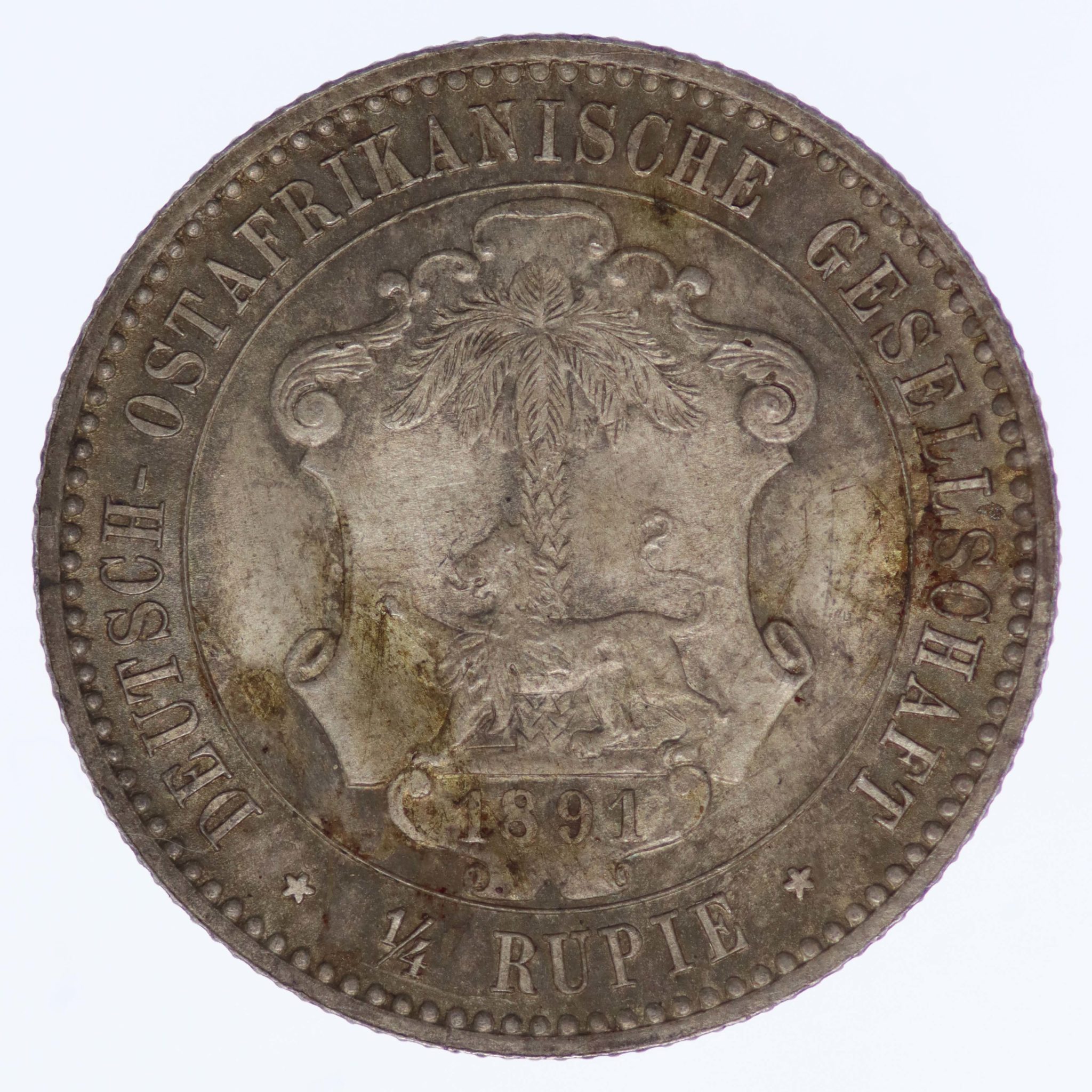 Deutsch Ostafrika Wilhelm II. 1/4 Rupie 1891