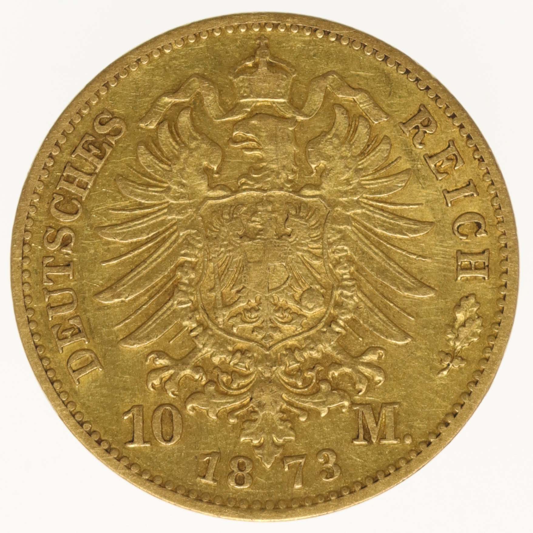 Hamburg Stadtwappen 10 Mark 1873 B