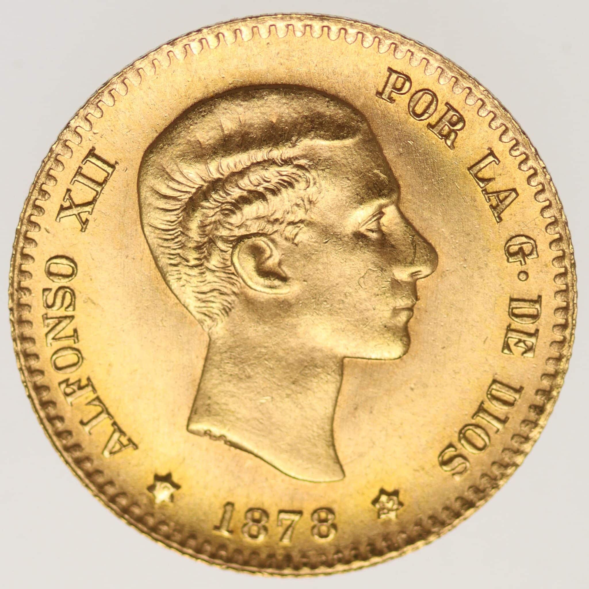 Spanien Alfonso XII. 10 Pesetas 1878 / 19-62 NP
