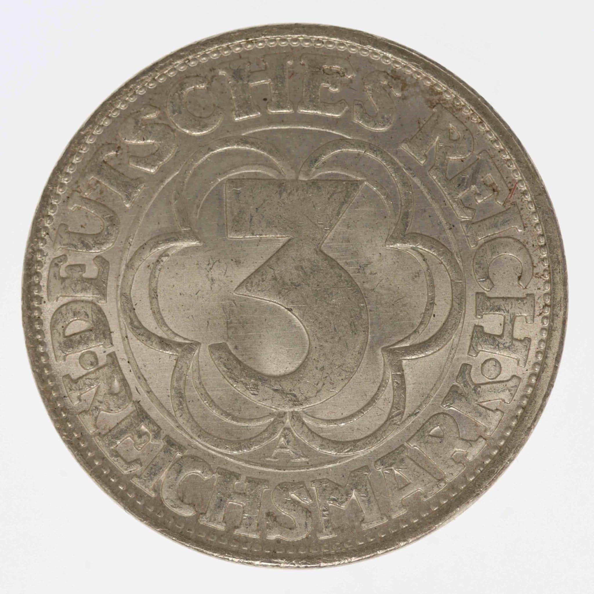 Weimarer Republik 3 Reichsmark 1927 Nordhausen