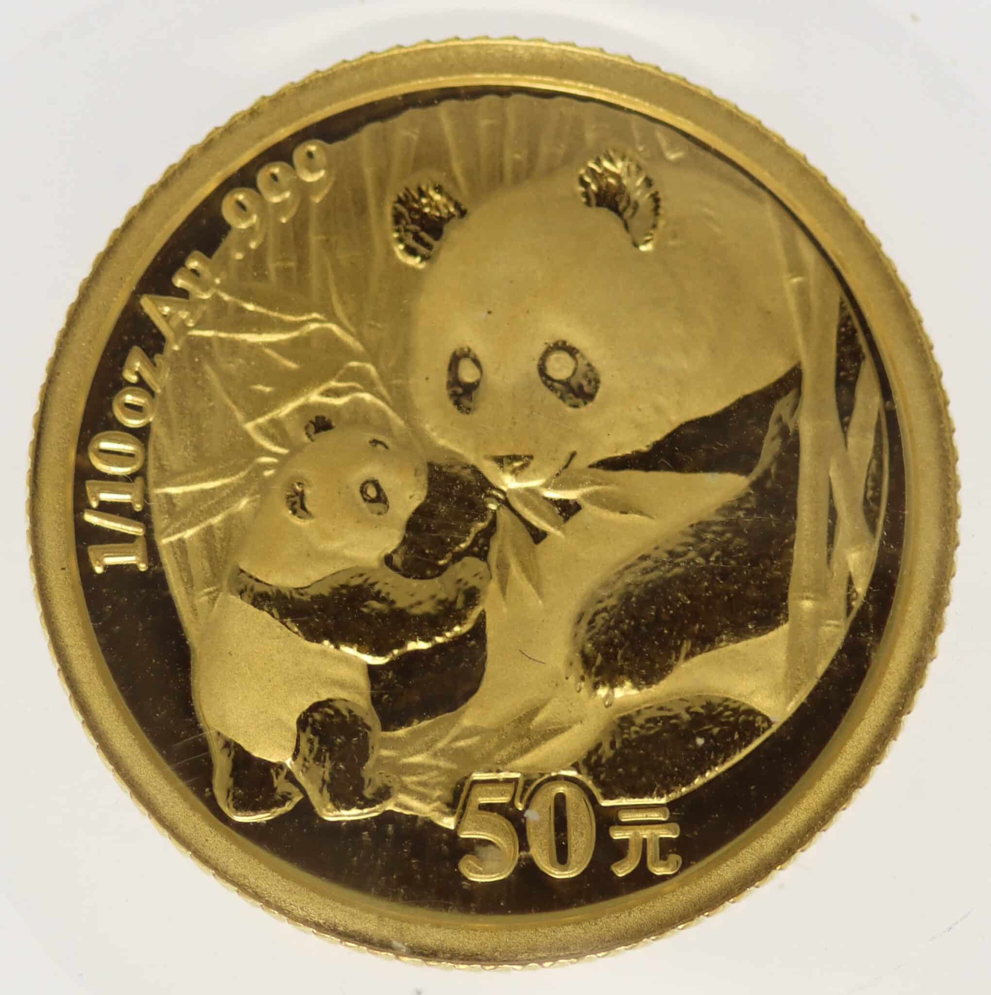 China Panda 50 Yuan 2005 1/10 Unze