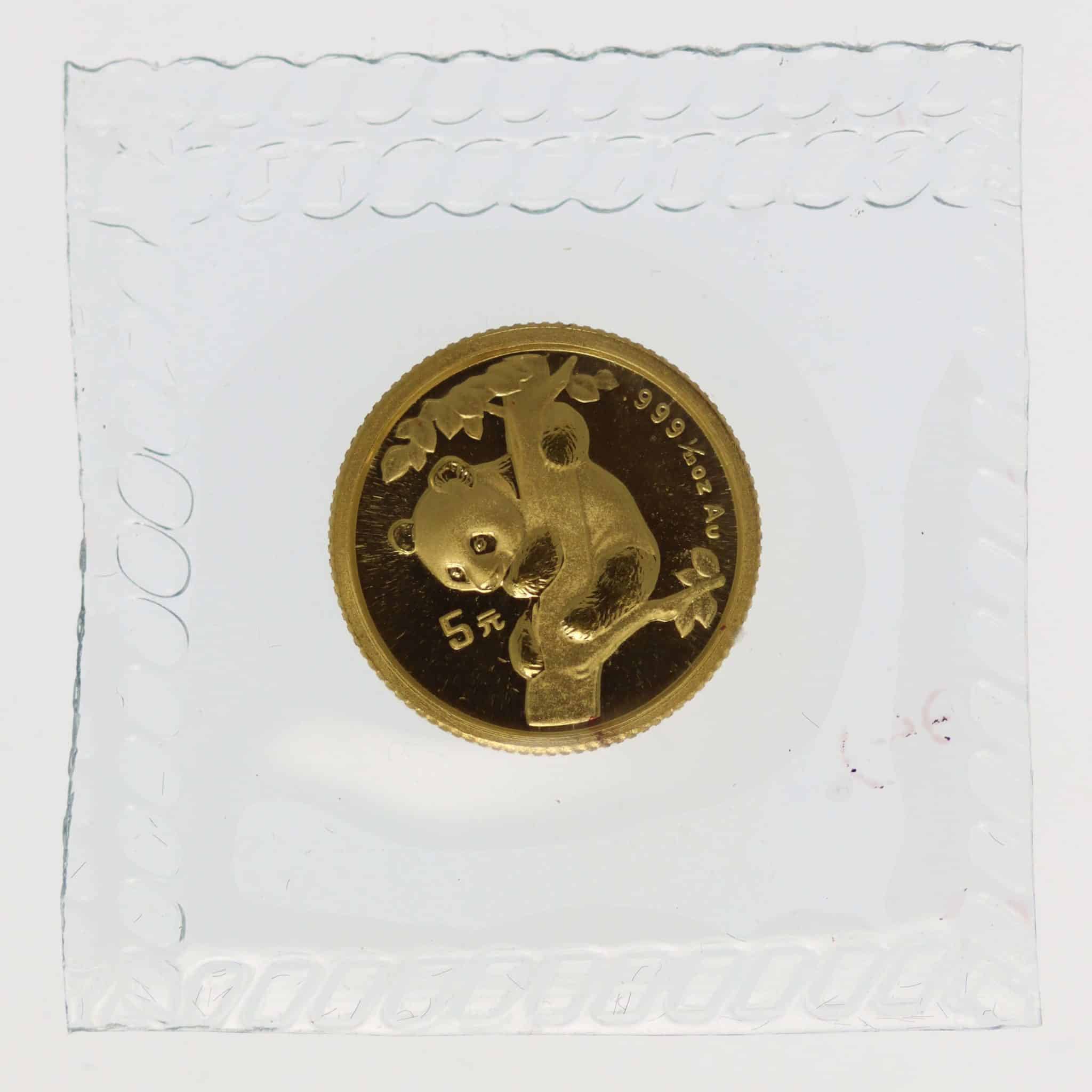 China Panda 5 Yuan 1996 1/20 Unze