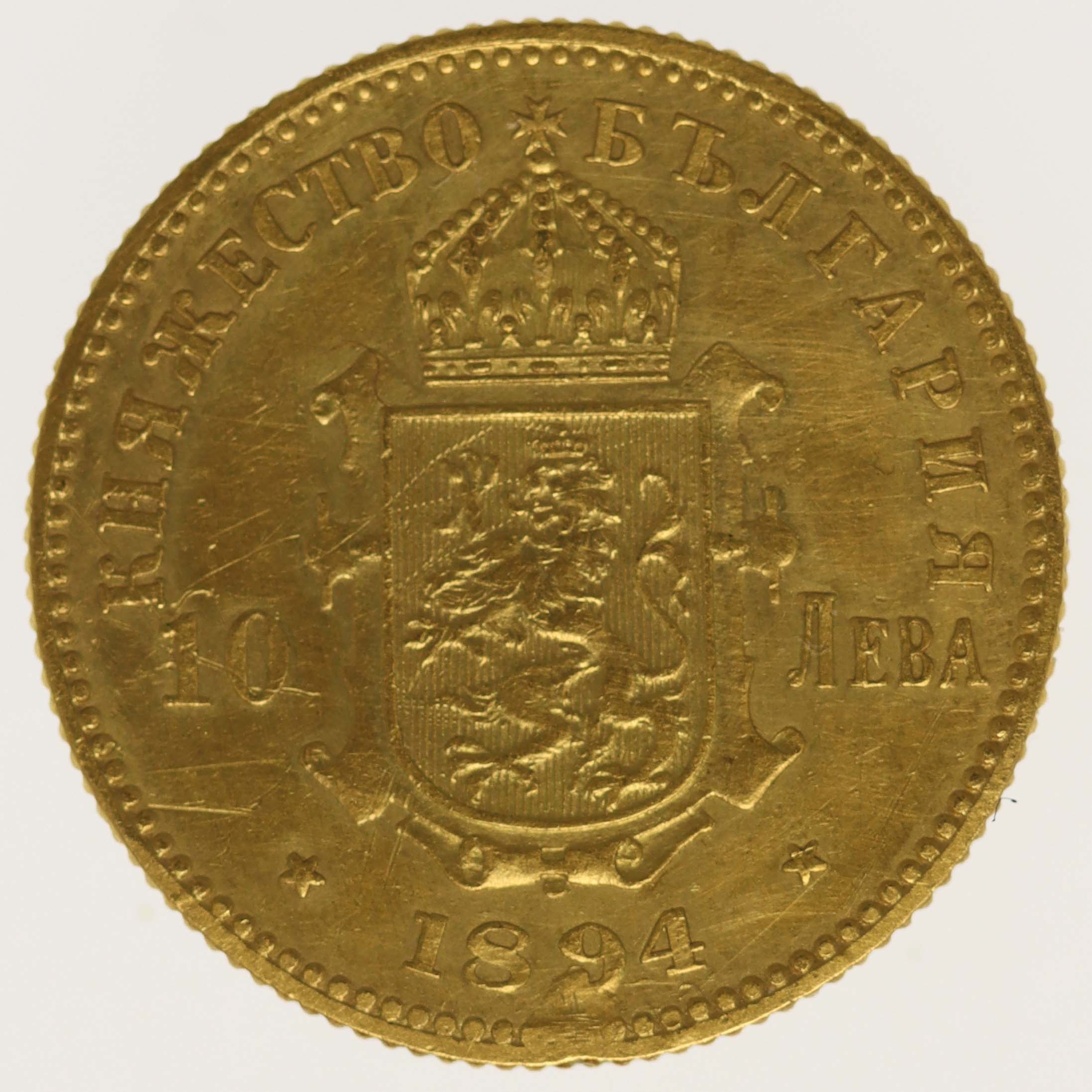 Bulgarien Ferdinand I. 10 Lewa 1894