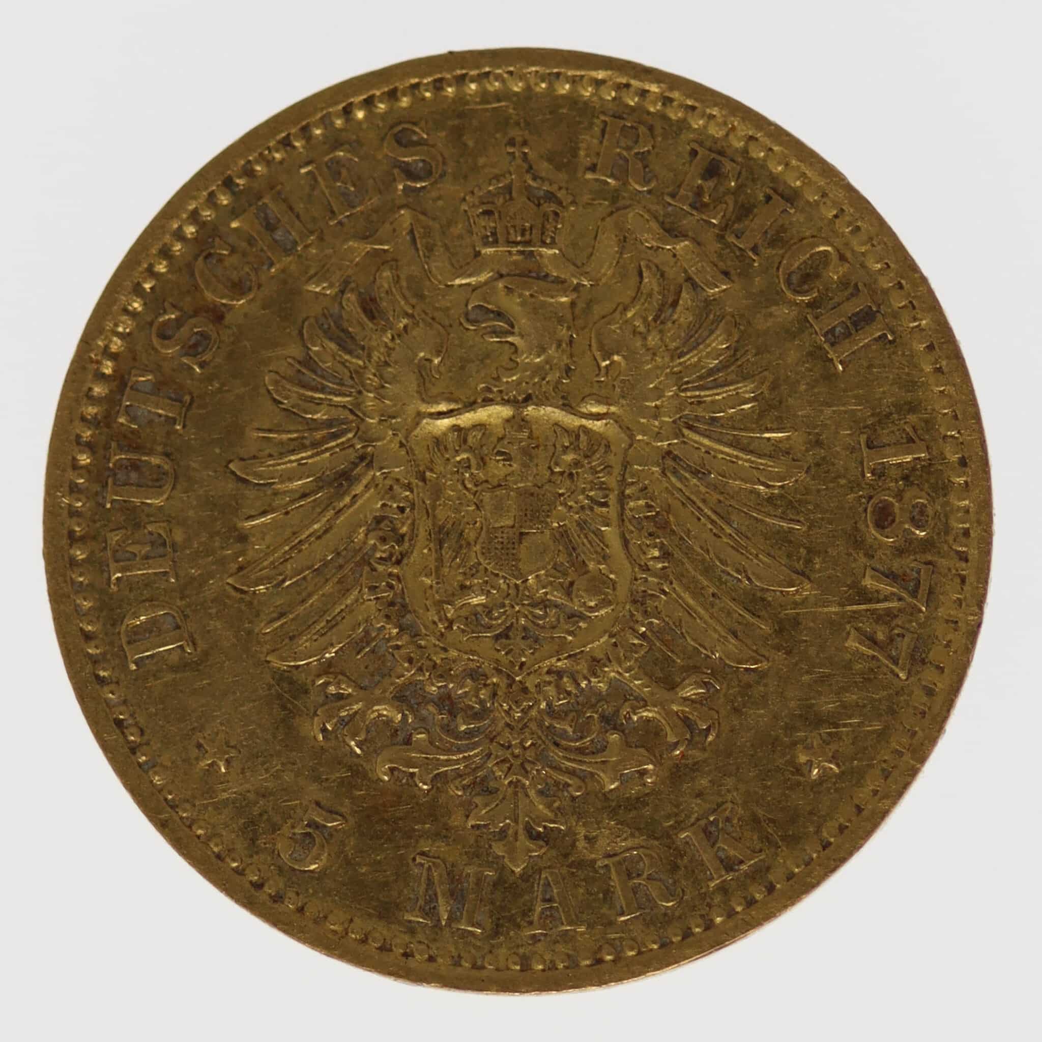 Hessen Ludwig III. 5 Mark 1877