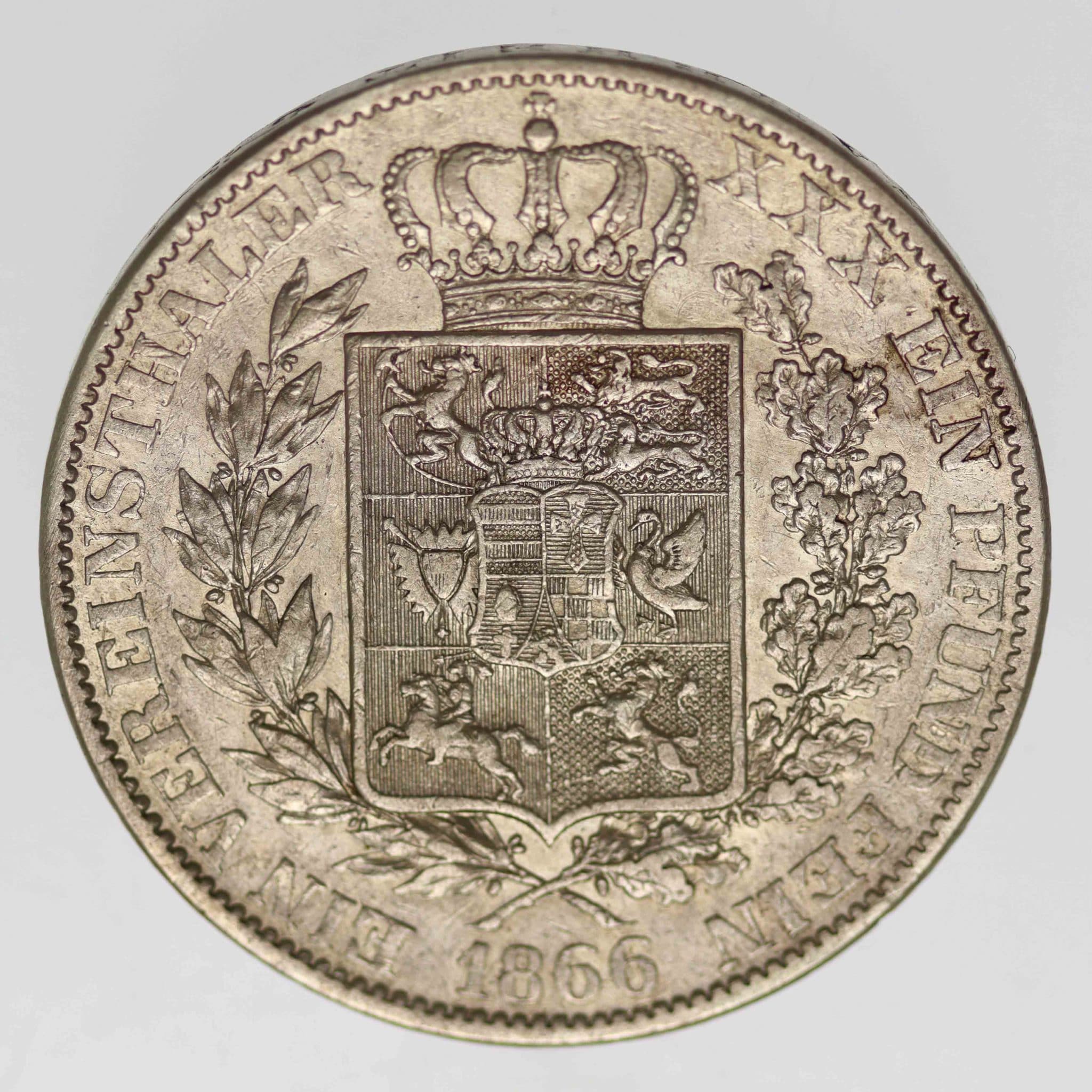 Oldenburg Nicolaus Friedrich Peter Vereinstaler 1866 B