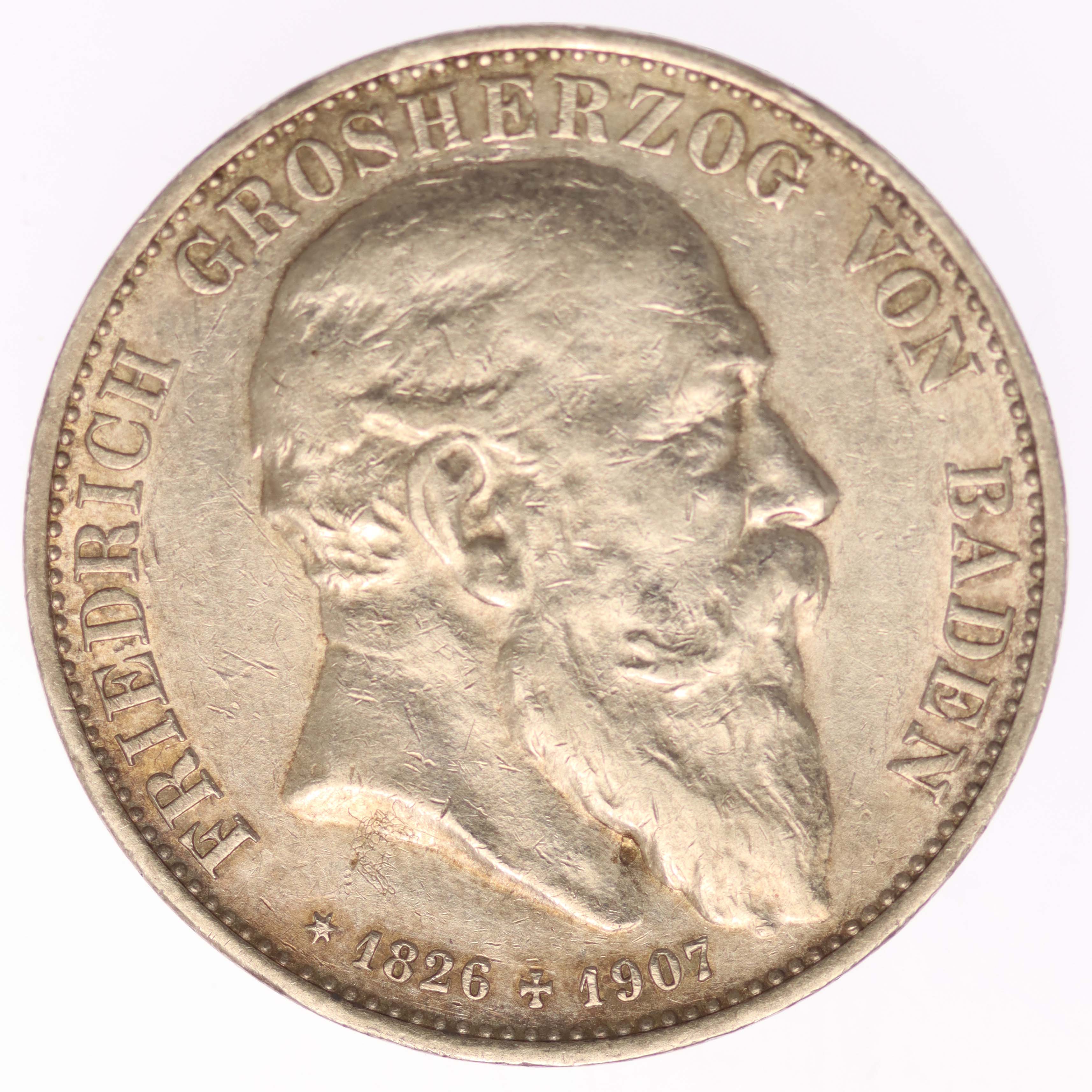 Baden Friedrich I. 5 Mark 1907 G
