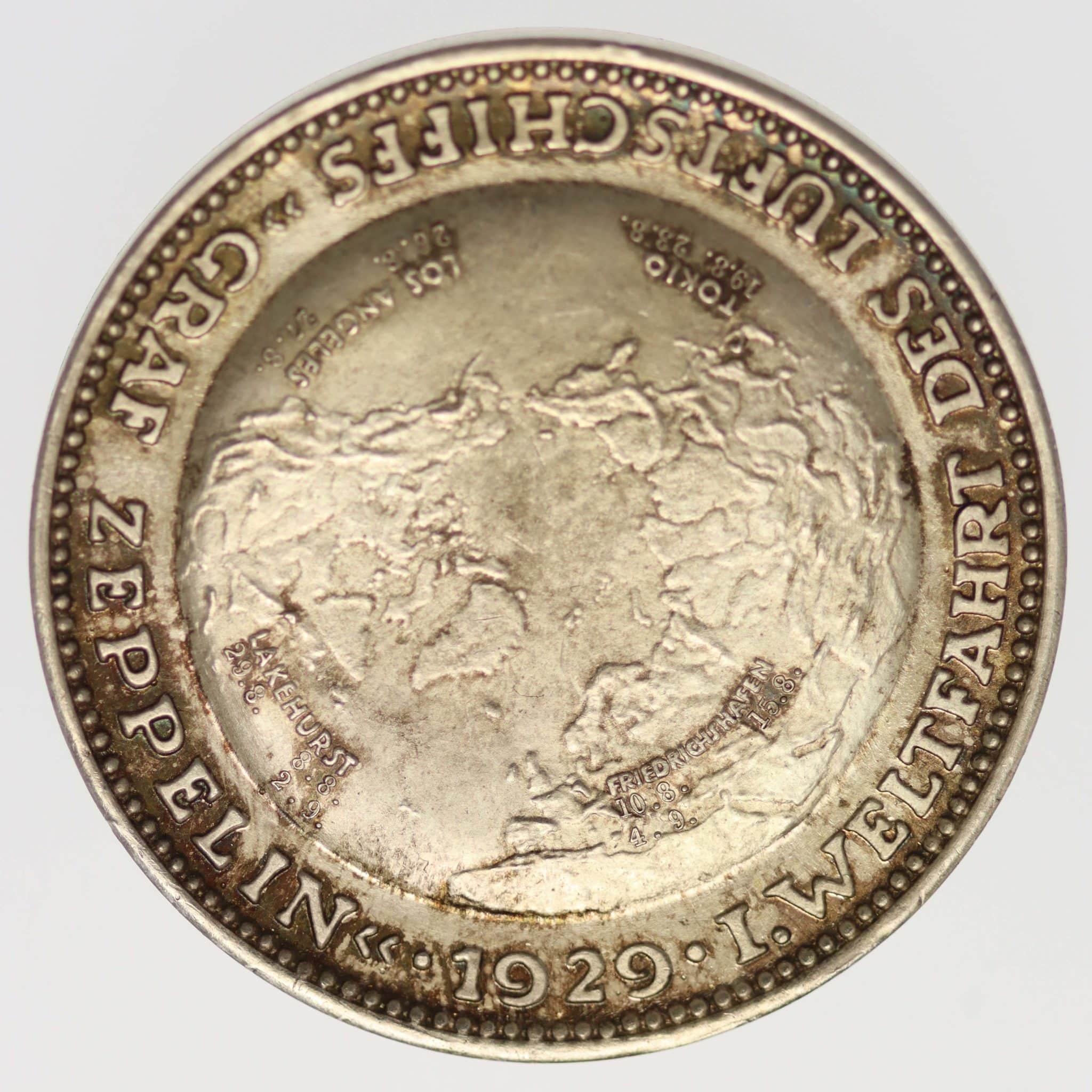 Weimarer Republik Silbermedaille 1929 Zeppelin