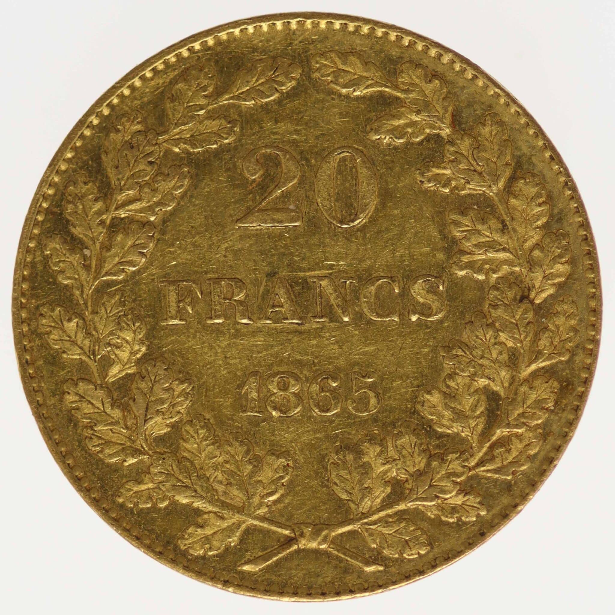 Belgien Leopold I. 20 Francs 1865