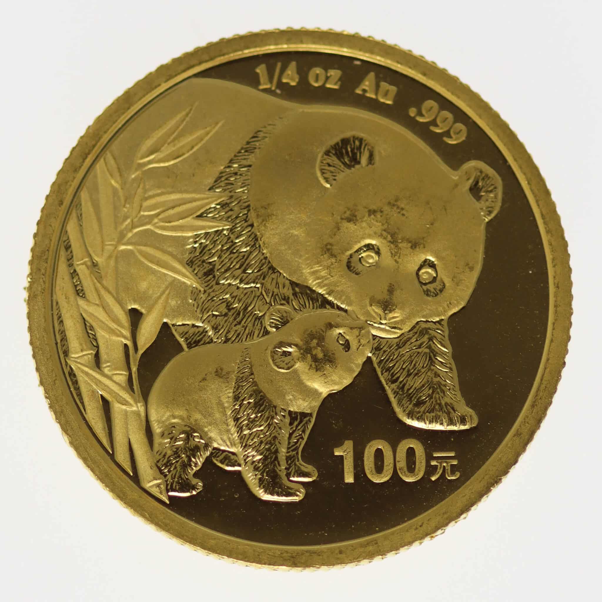 China Panda 100 Yuan 2004 1/4 Unze