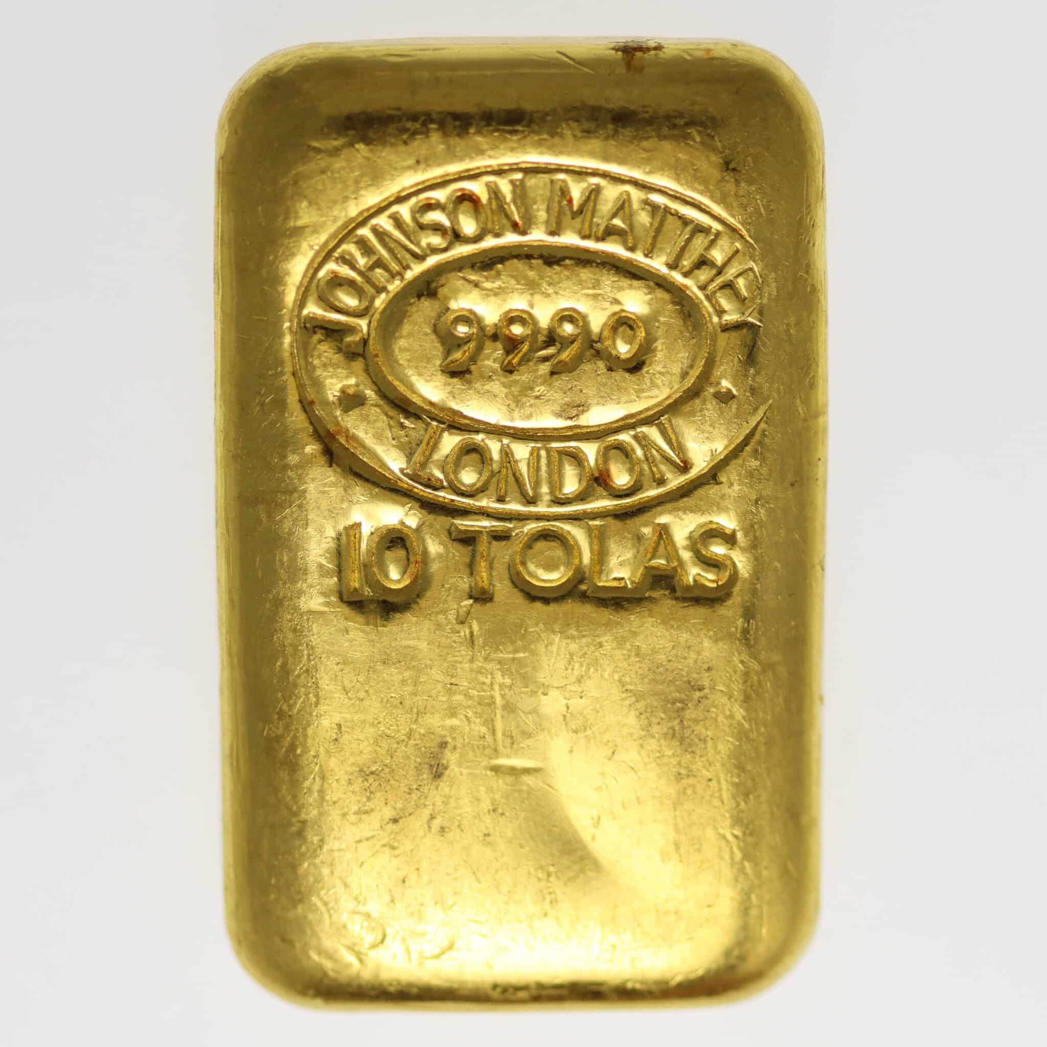 Goldbarren 10 Tolas Johnson Matthey