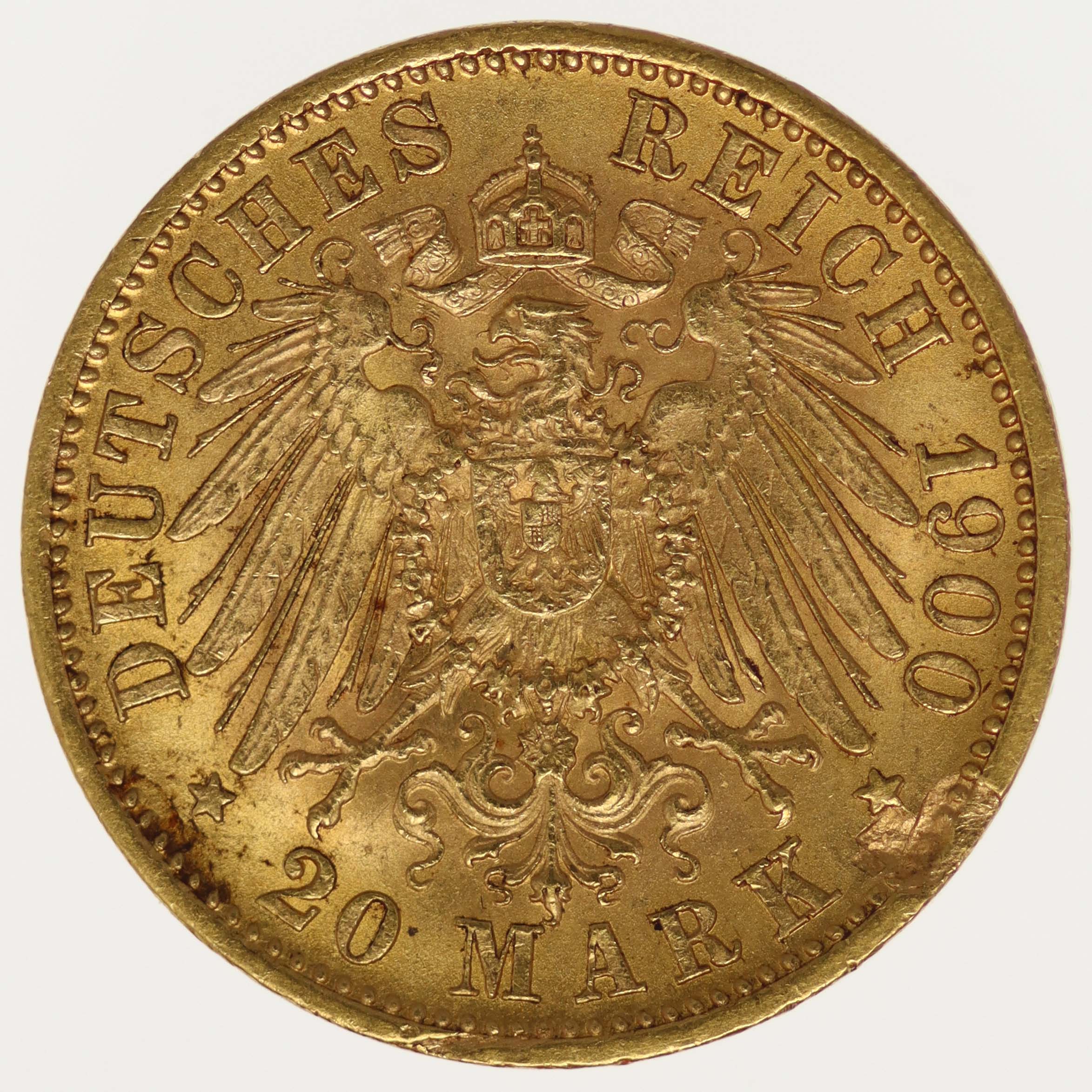 Württemberg Wilhelm II. 20 Mark 1900