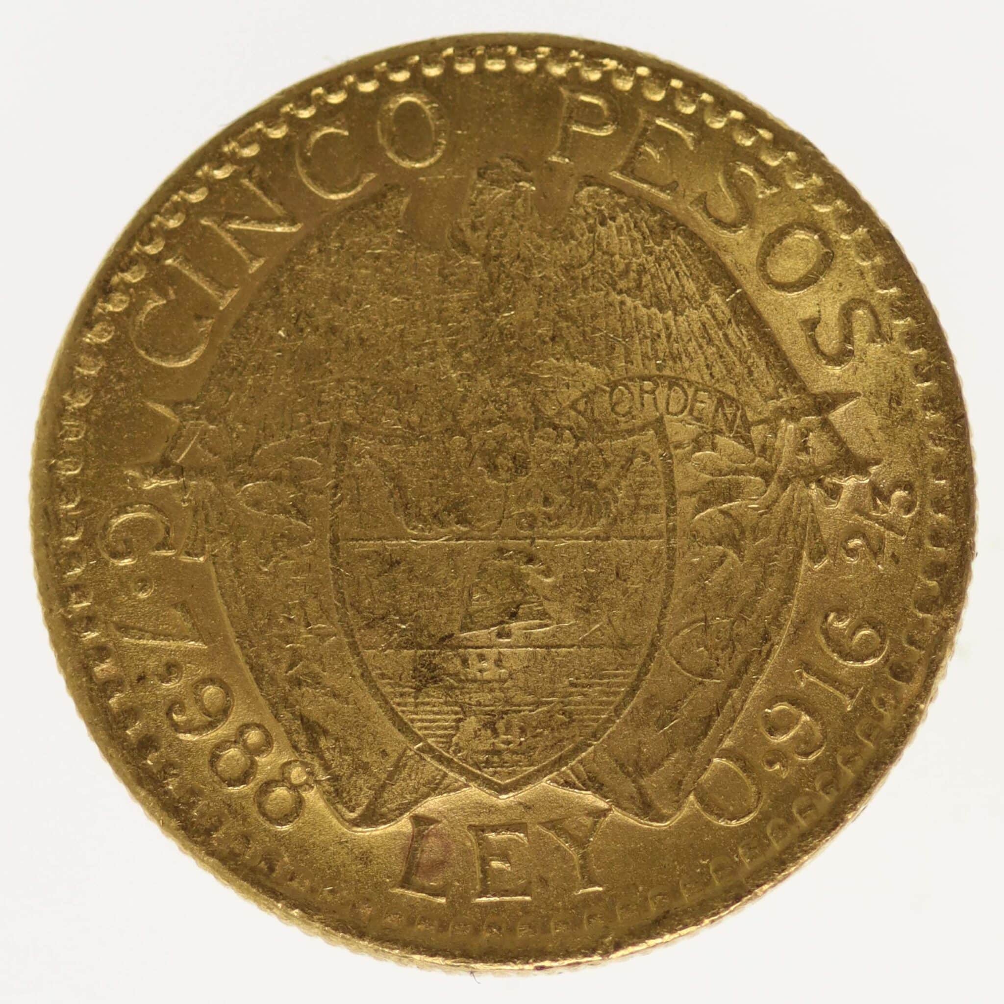 Kolumbien 5 Pesos 1919