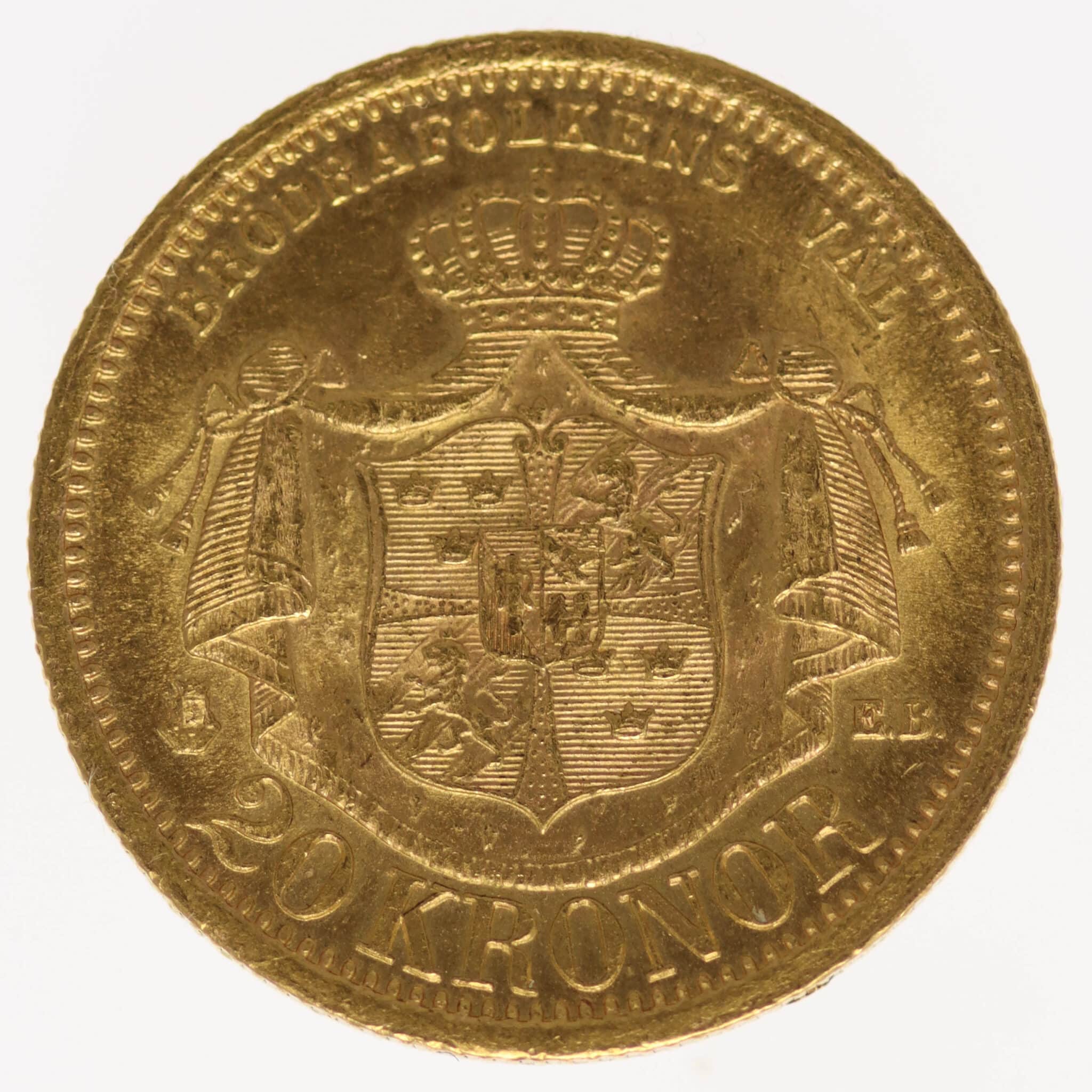Schweden Oskar II. 20 Kronen 1876 E.B.