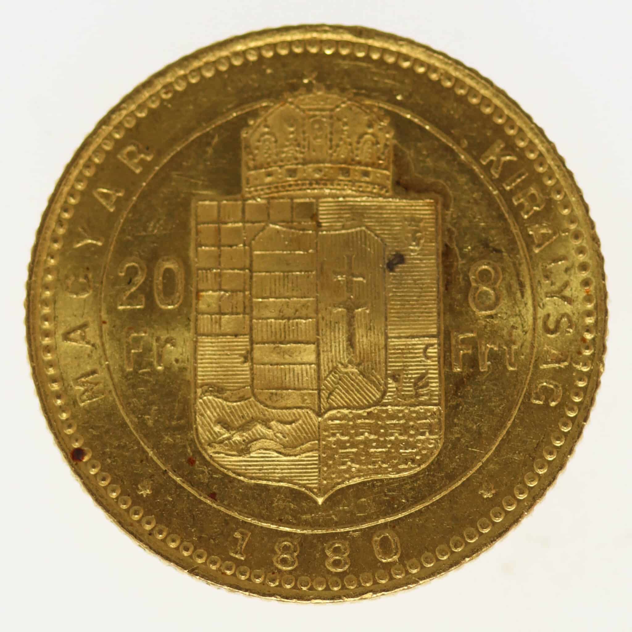 Österreich Kaiserreich Franz Joseph I. 8 Forint 1880 KB