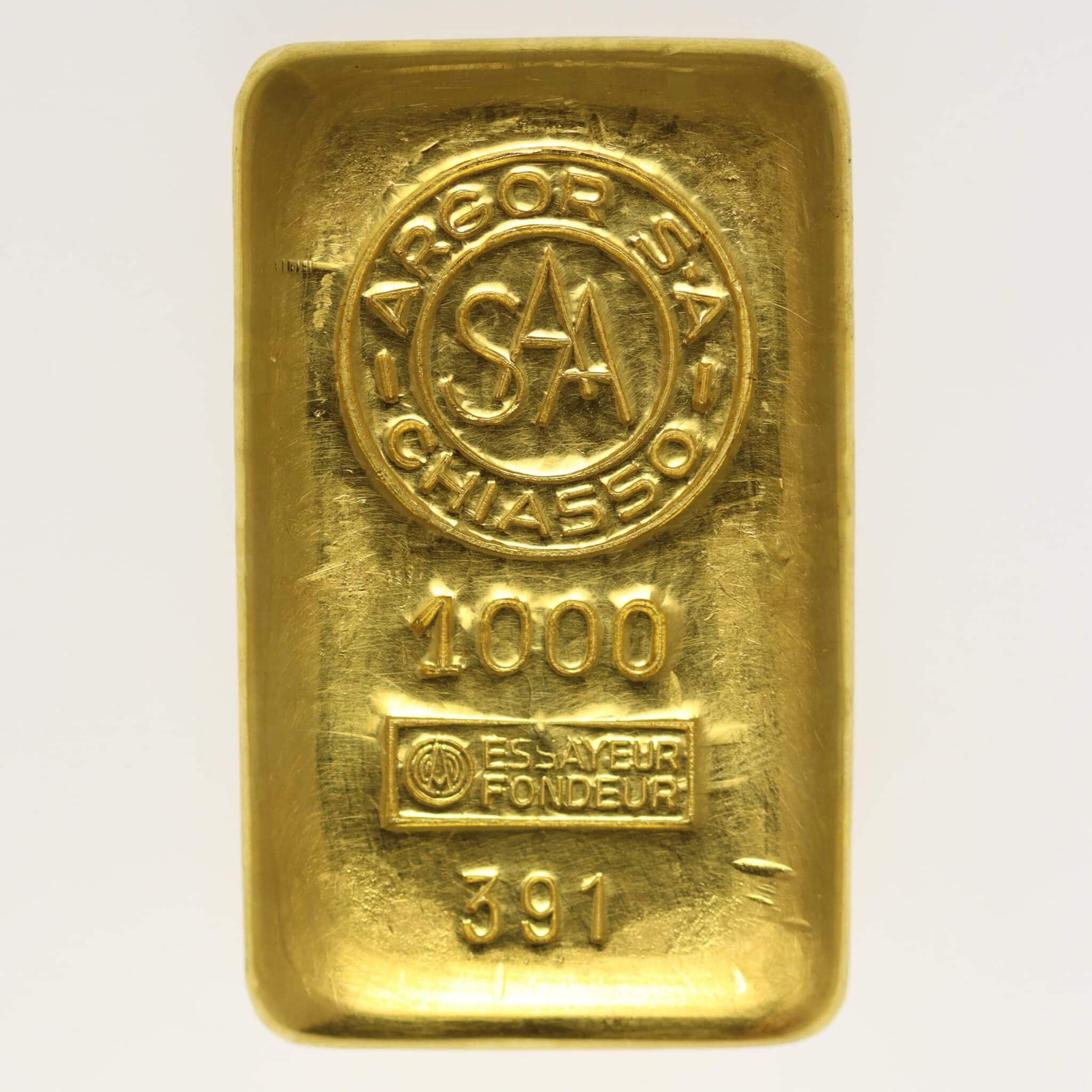 Goldbarren 250 Gramm Schweiz S.B.S. Argor S.A. Chiasso