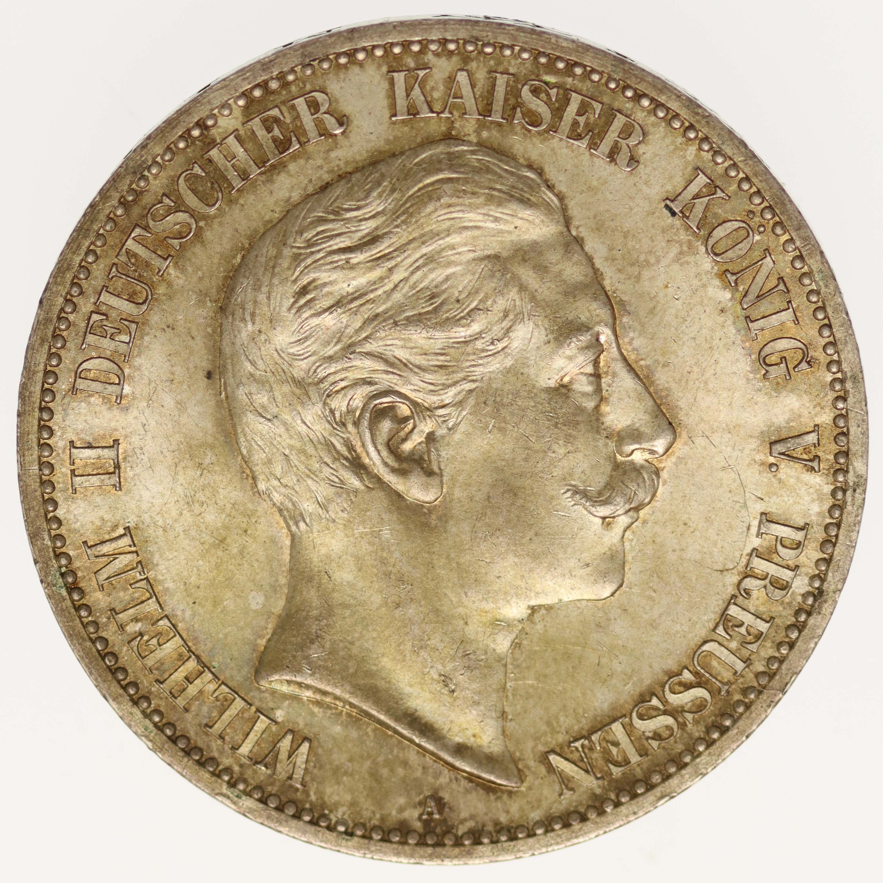 Preussen Wilhelm II. 5 Mark 1888 A