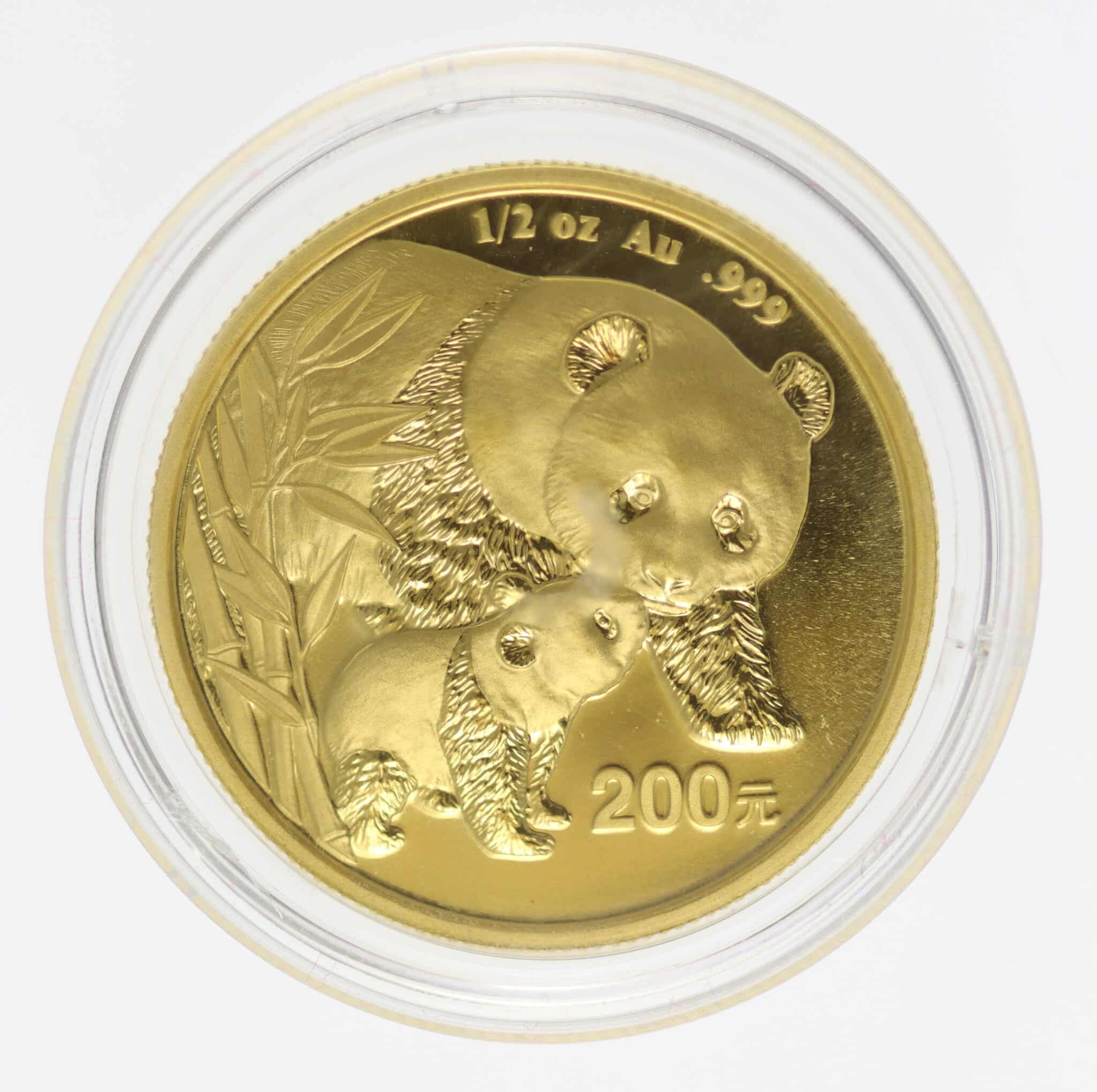 China Panda 200 Yuan 2004 1/2 Unze