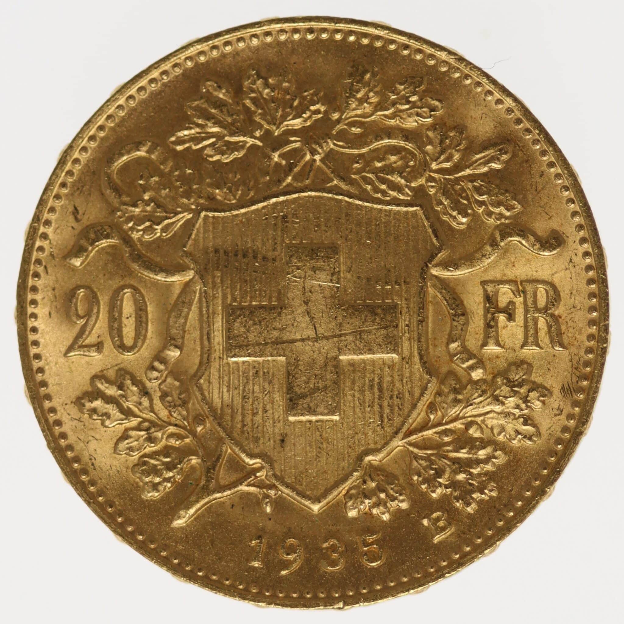 Schweiz 20 Franken 1935 B