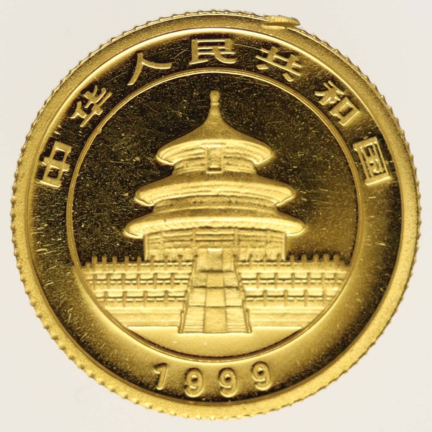 China Panda 5 Yuan 1999 1/20 Unze