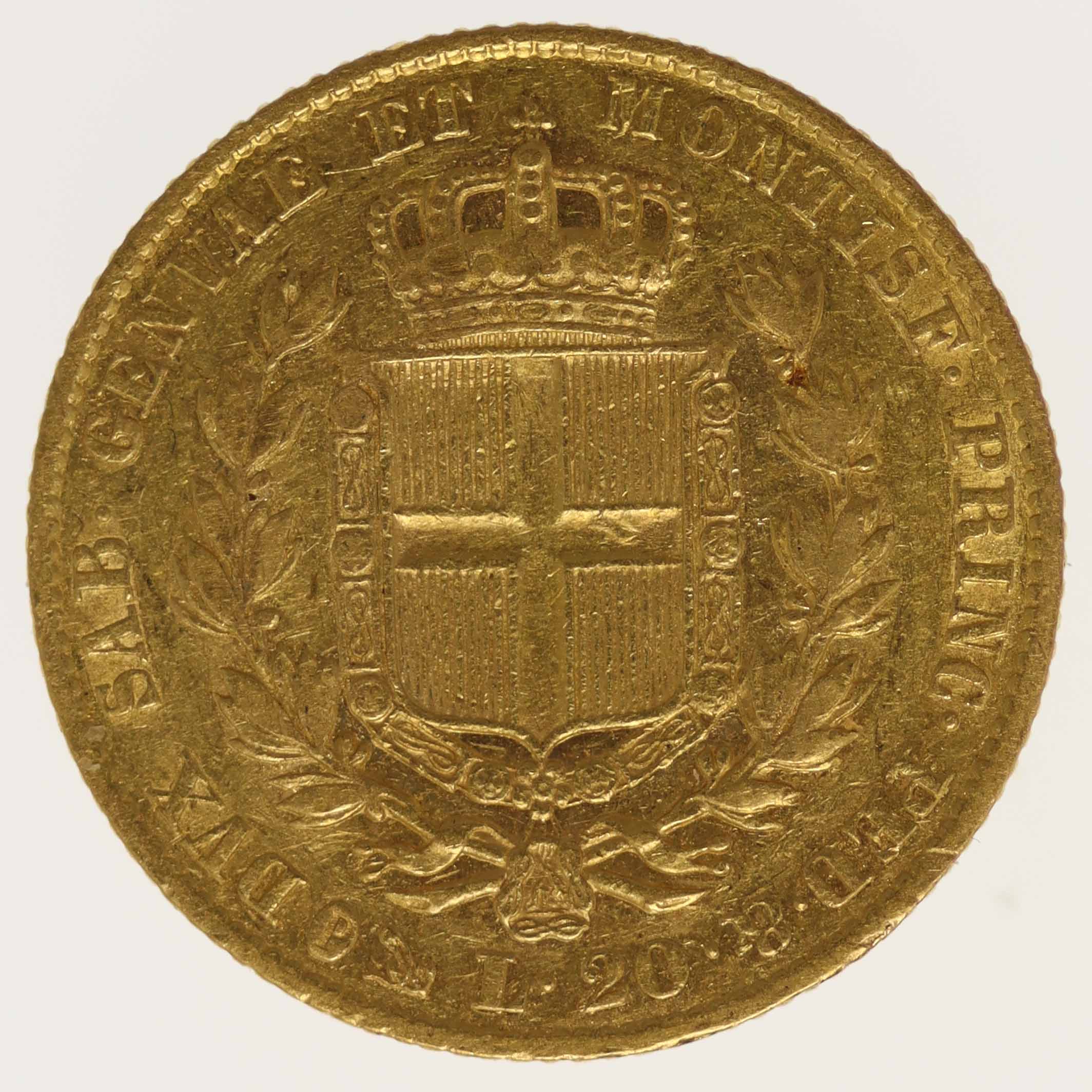 Italien Sardinien Karl Albert 20 Lire 1832