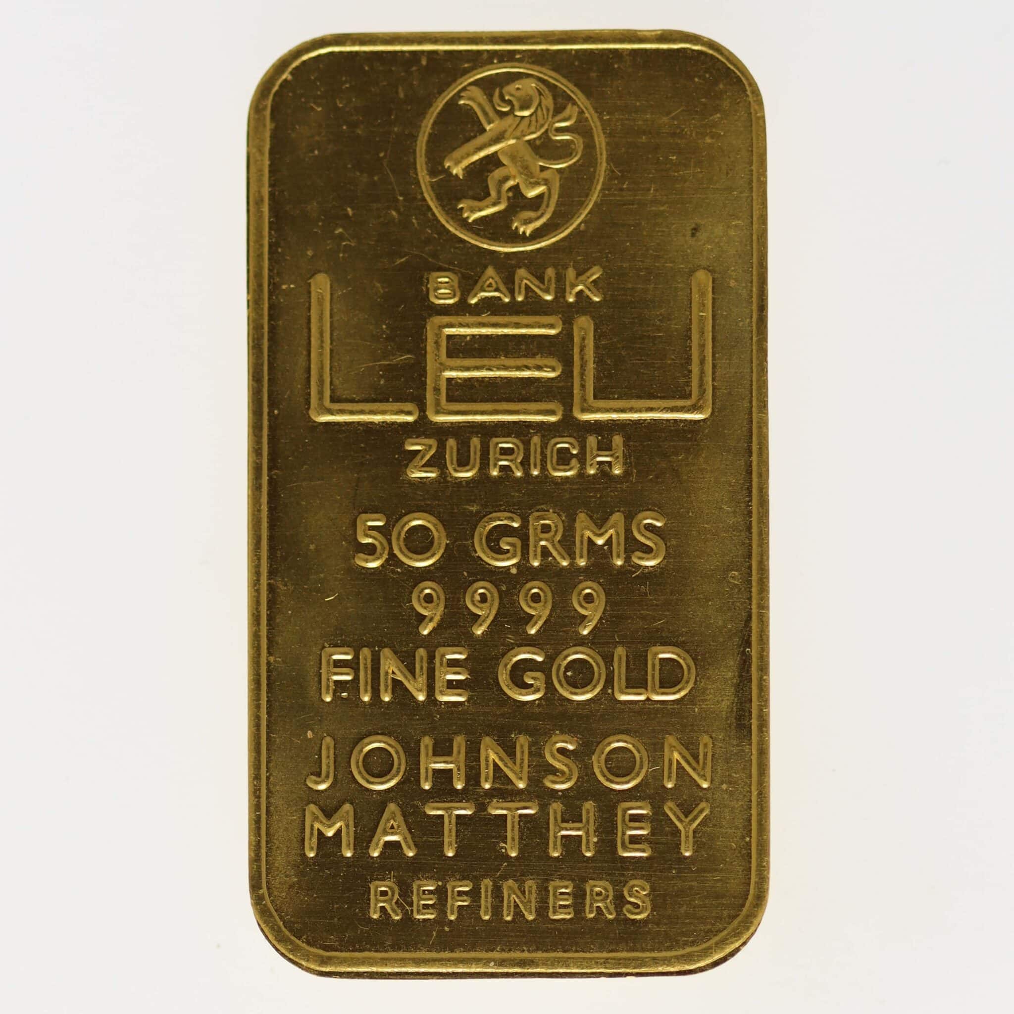 Goldbarren 50 Gramm Johnson Matthey