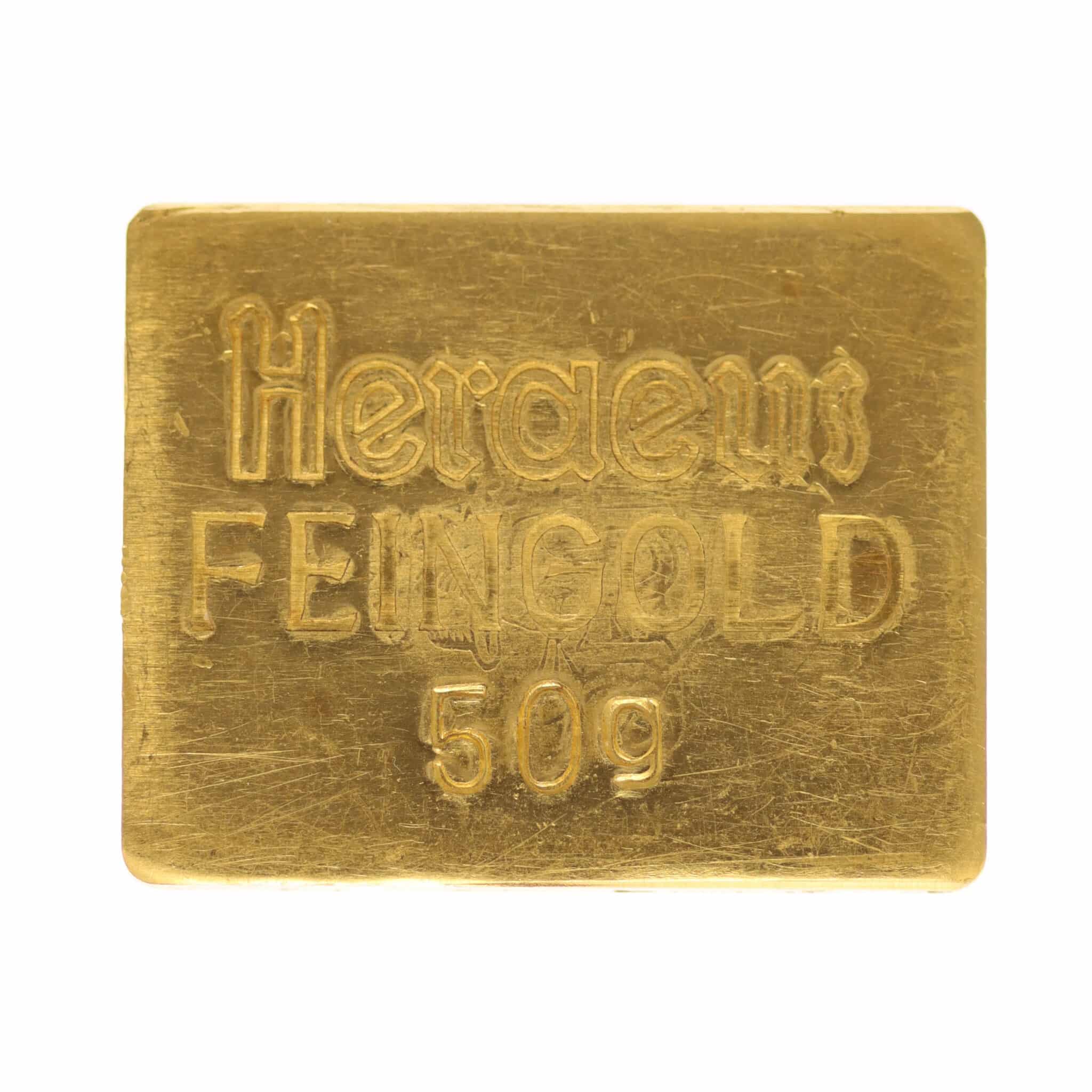 Goldbarren 50 Gramm Heraeus