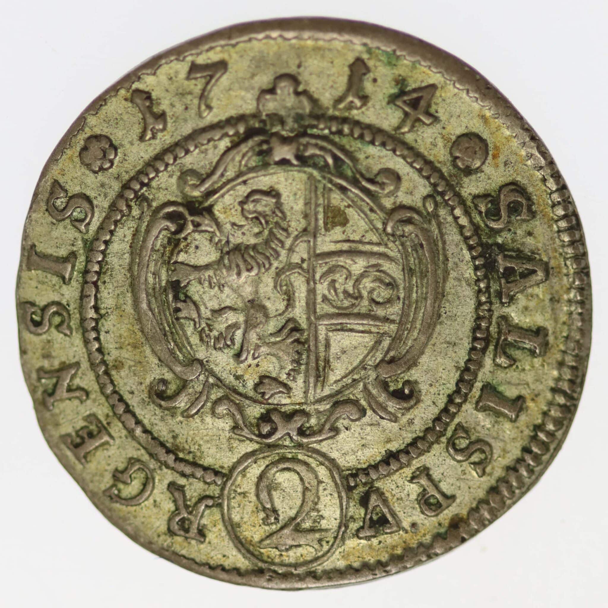 Habsburg Salzburg Erzbischof Franz Anton von Harrach 2 Kreuzer 1714