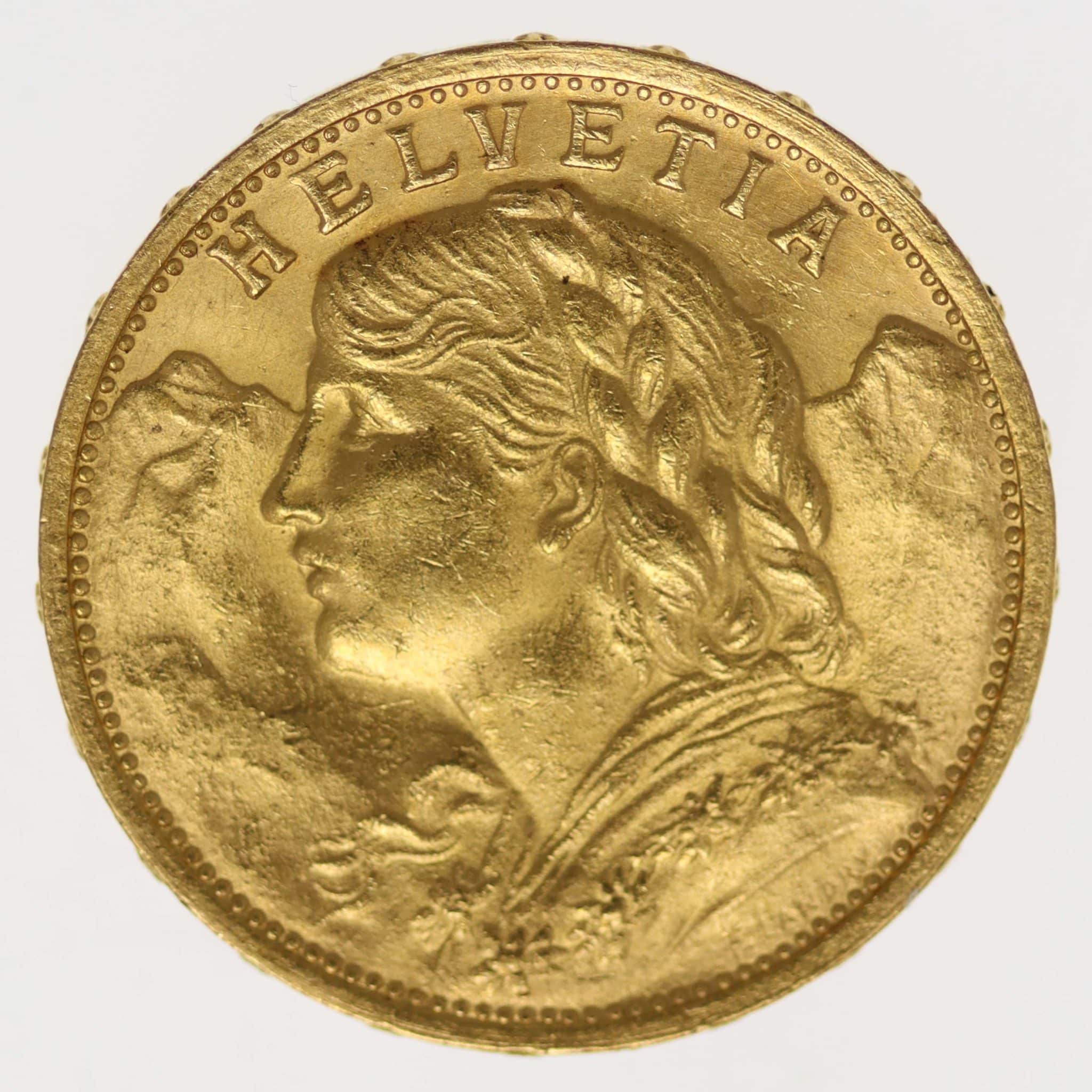 Schweiz 20 Franken 1909 B Vreneli
