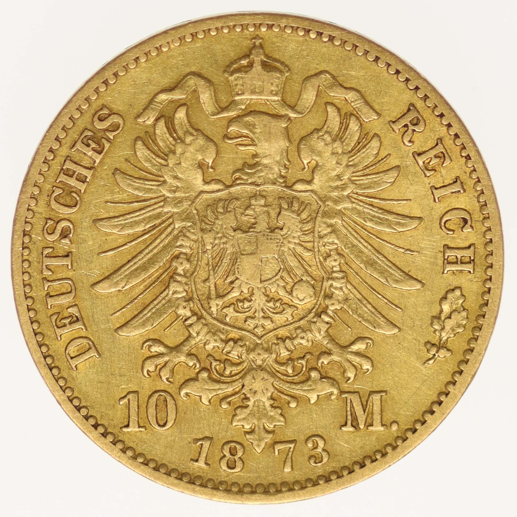 Hamburg Stadtwappen 10 Mark 1873 B
