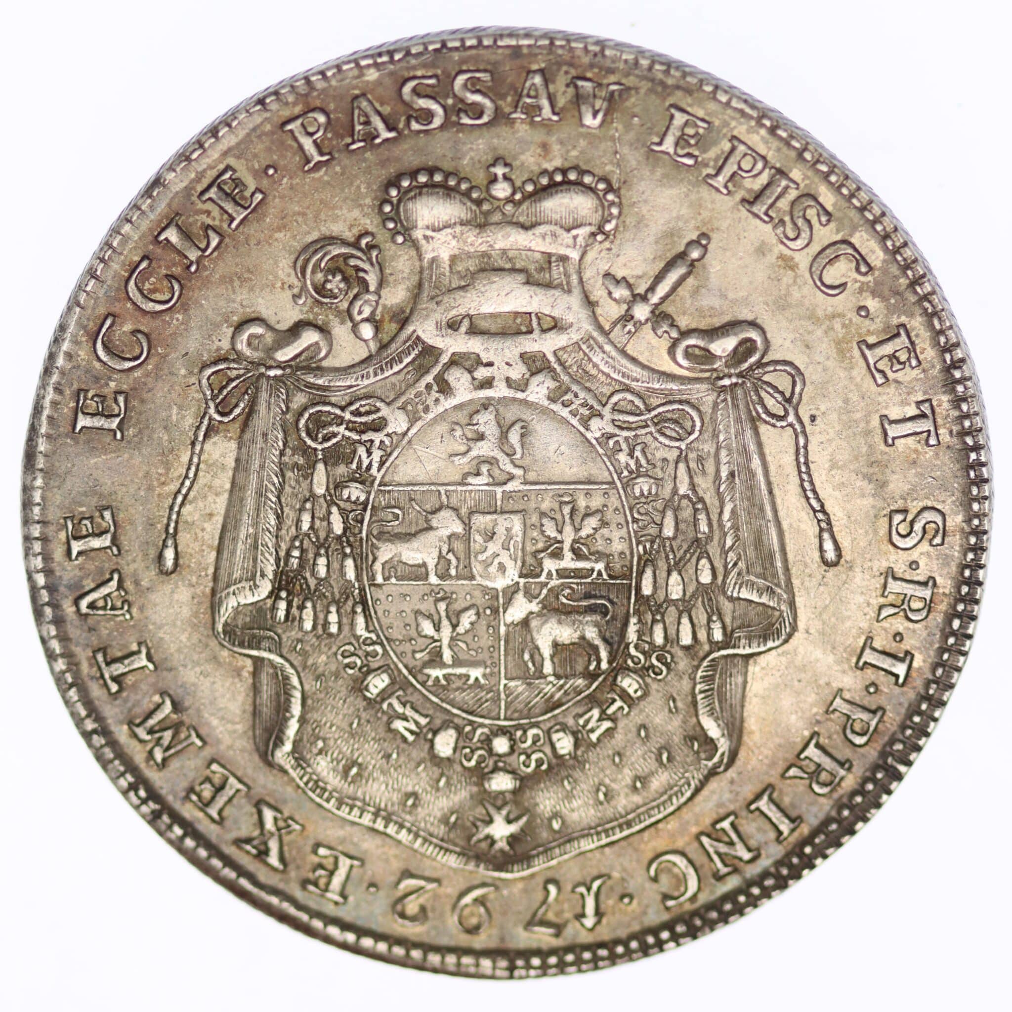 Bayern Passau Joseph Franz Anton Fürst von Auersperg Taler 1792