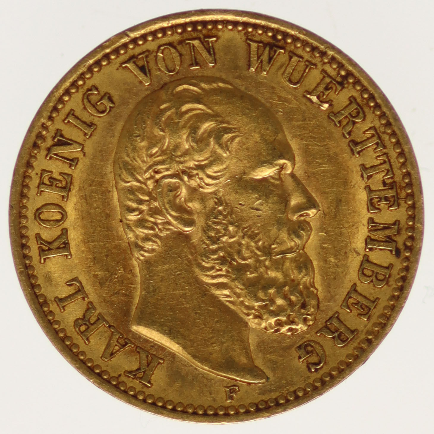 Württemberg Karl 5 Mark 1877 F
