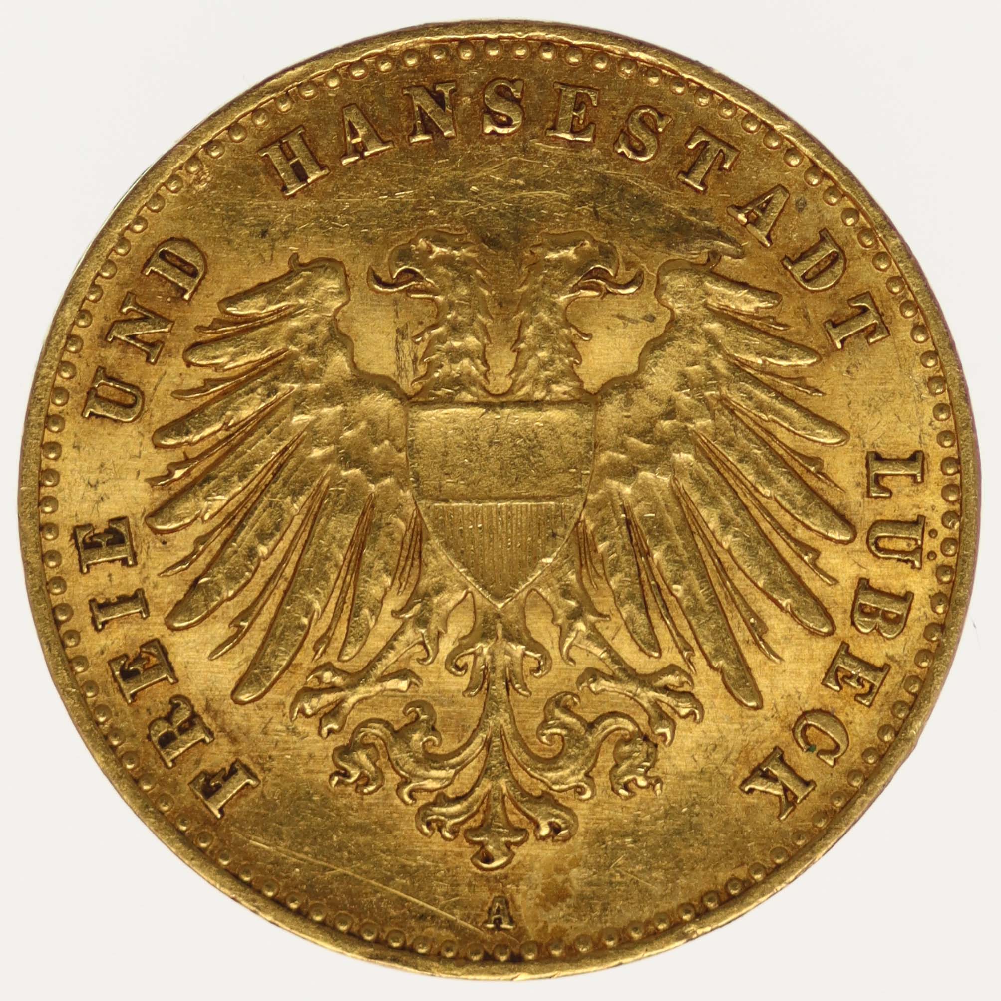 Lübeck Stadtwappen 10 Mark 1901 A