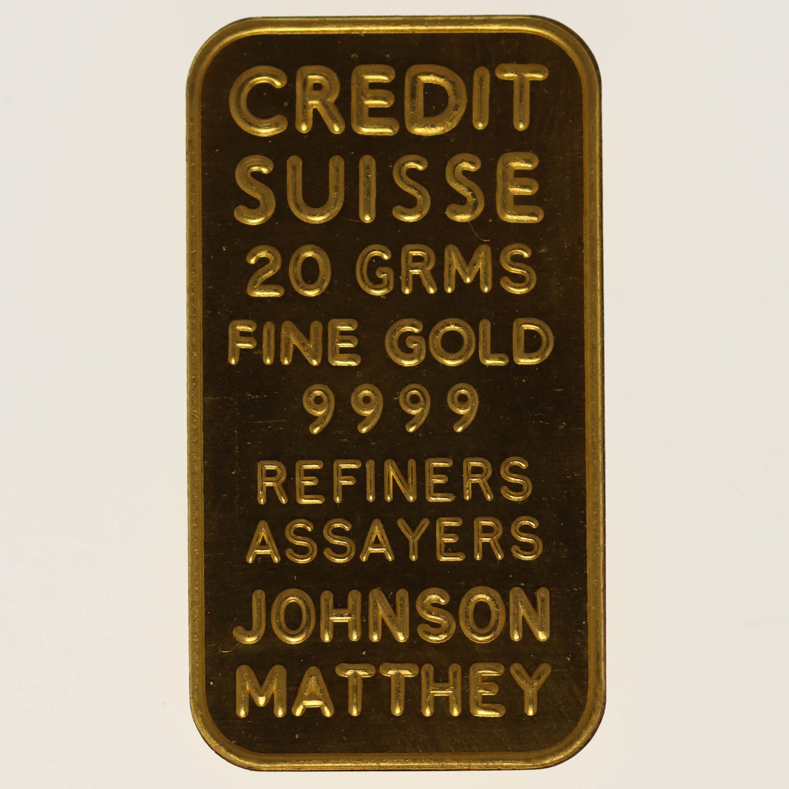 Goldbarren 20 Gramm Johnson Matthey für Credit Suisse